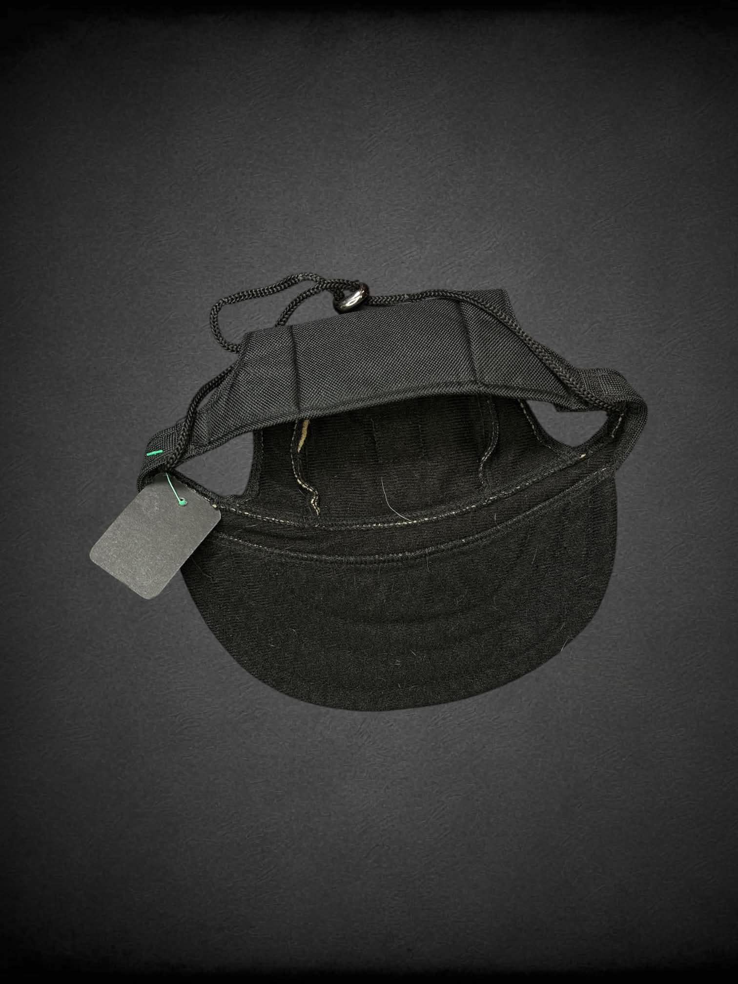 Tail Up XL black hat for dogs with adjustable draw string