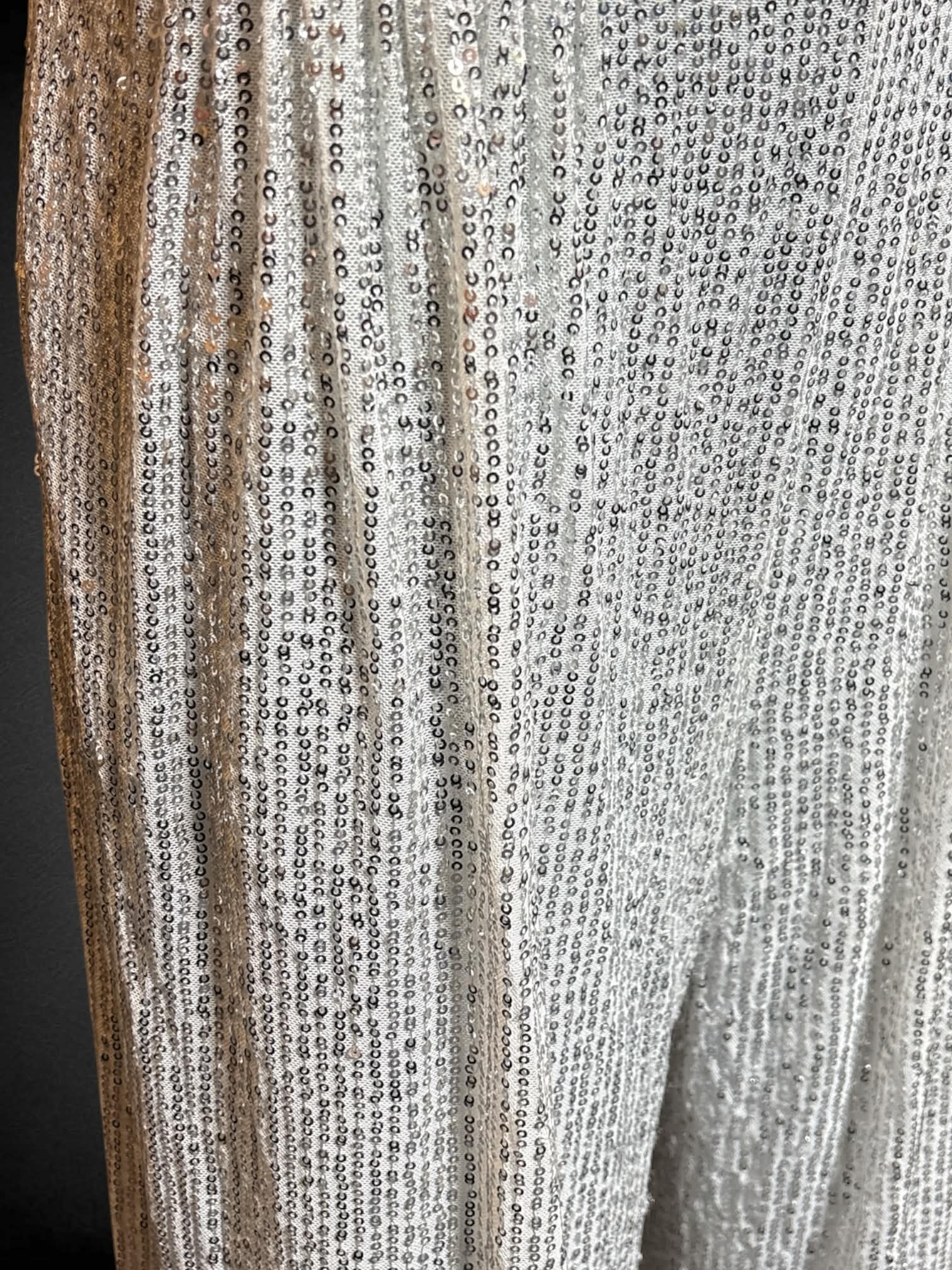 M Cider white sequined pants with zipper on side, and pockets