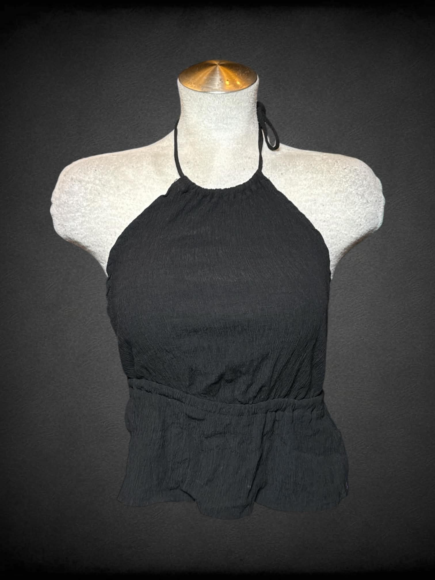 L Musera backless black halter top