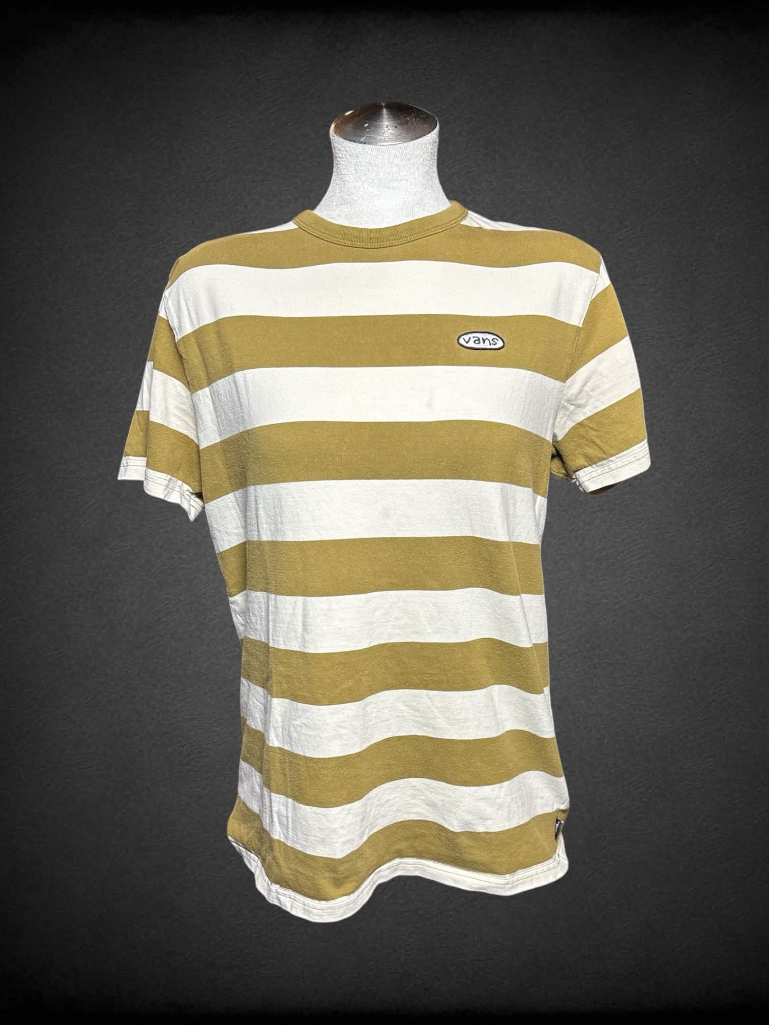L Vans cream and brown striped t shirt
