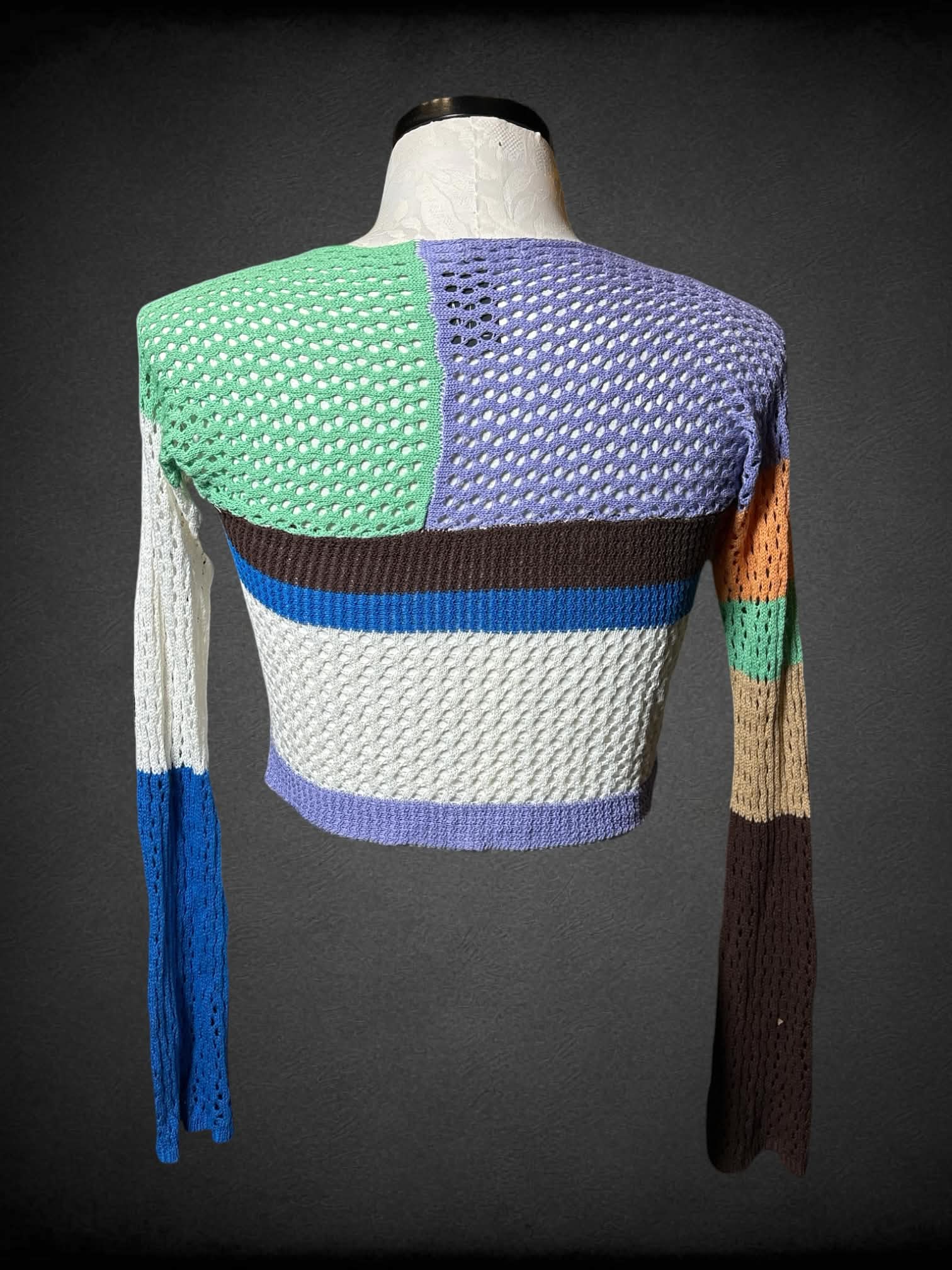 XL Earthbound block color crochet crop top