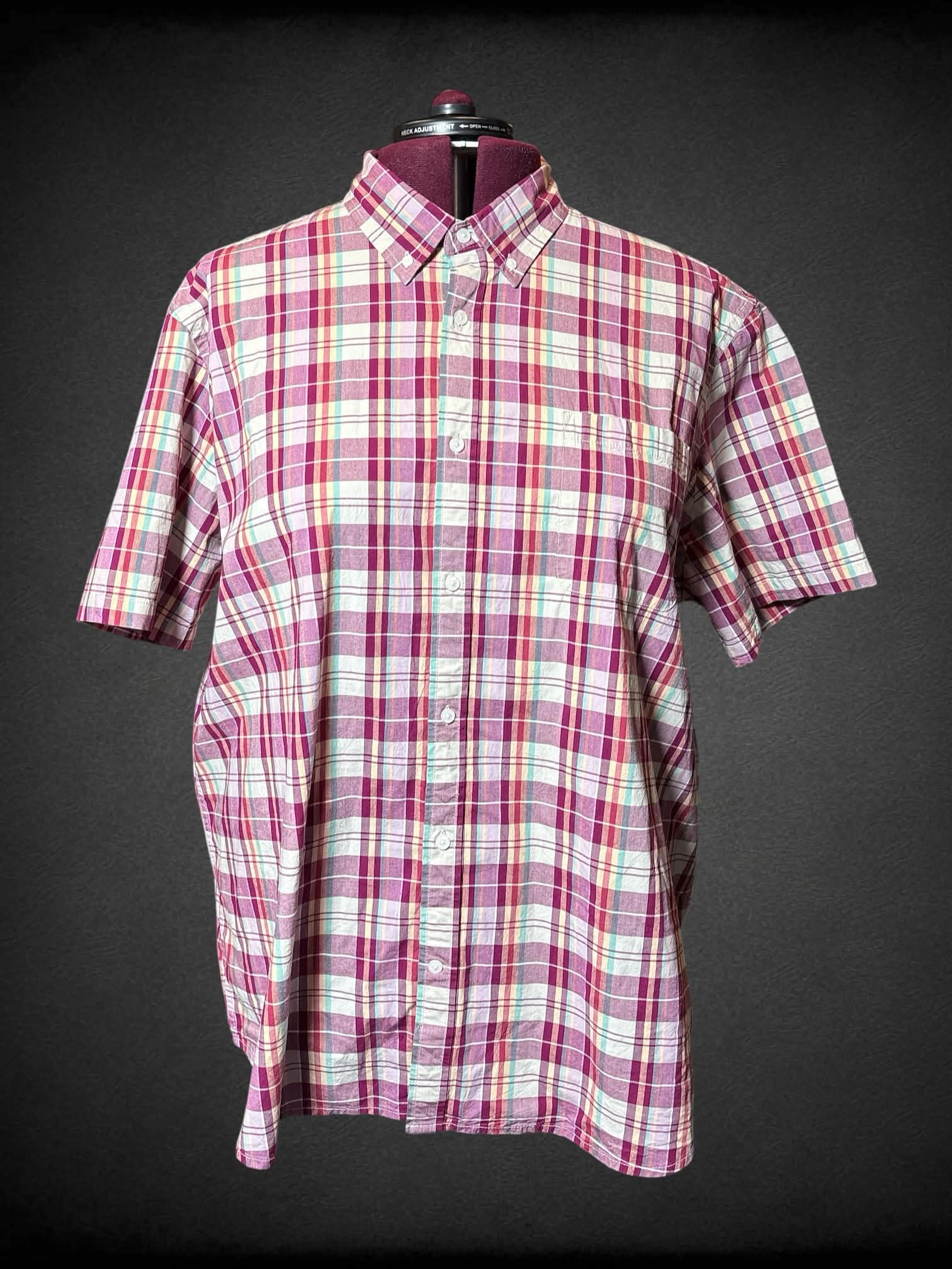 3X St John’s Bay NWT maroon button down plaid shirt