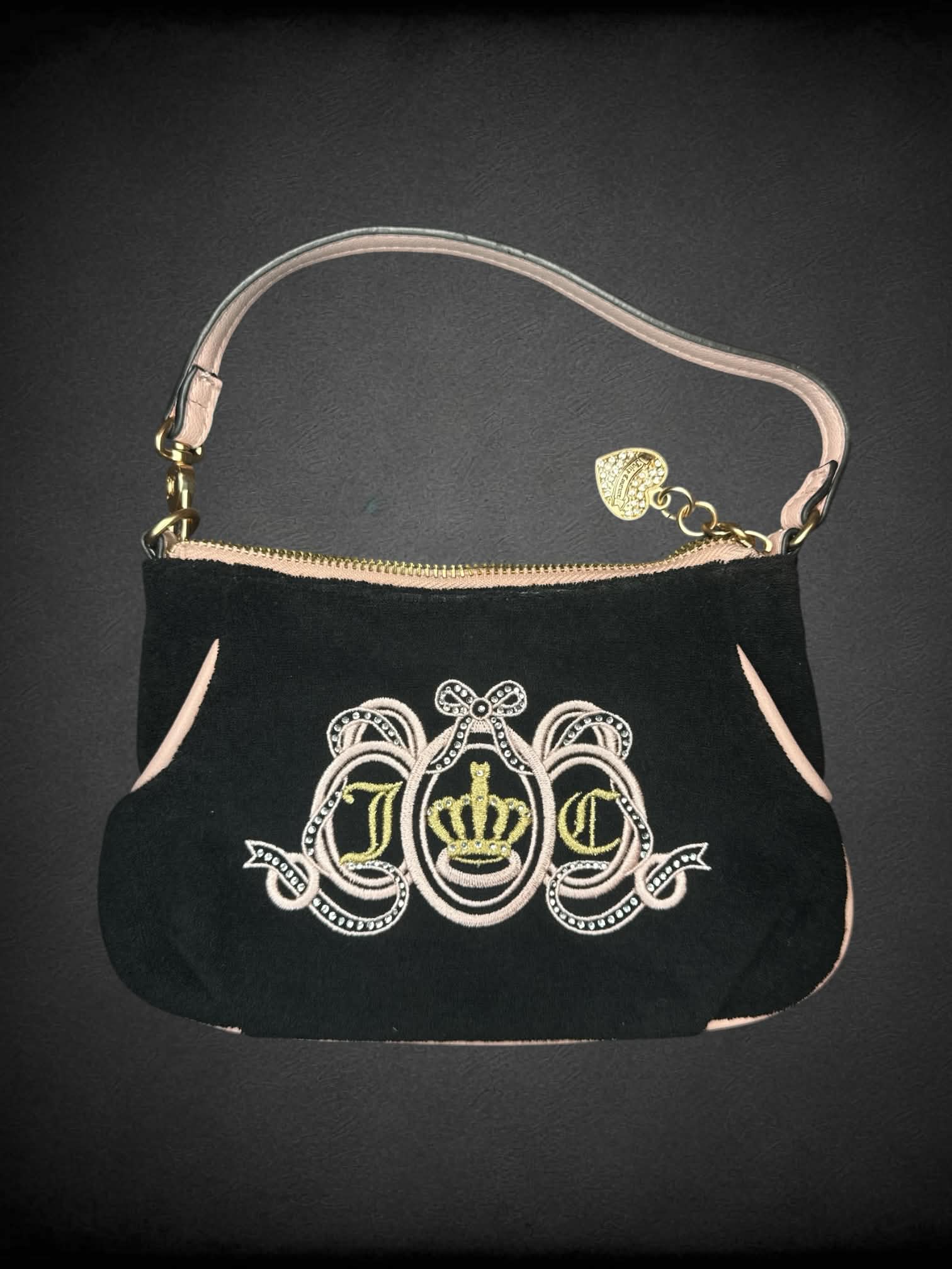 Juicy Couture black & pink handbag with zipper pocket