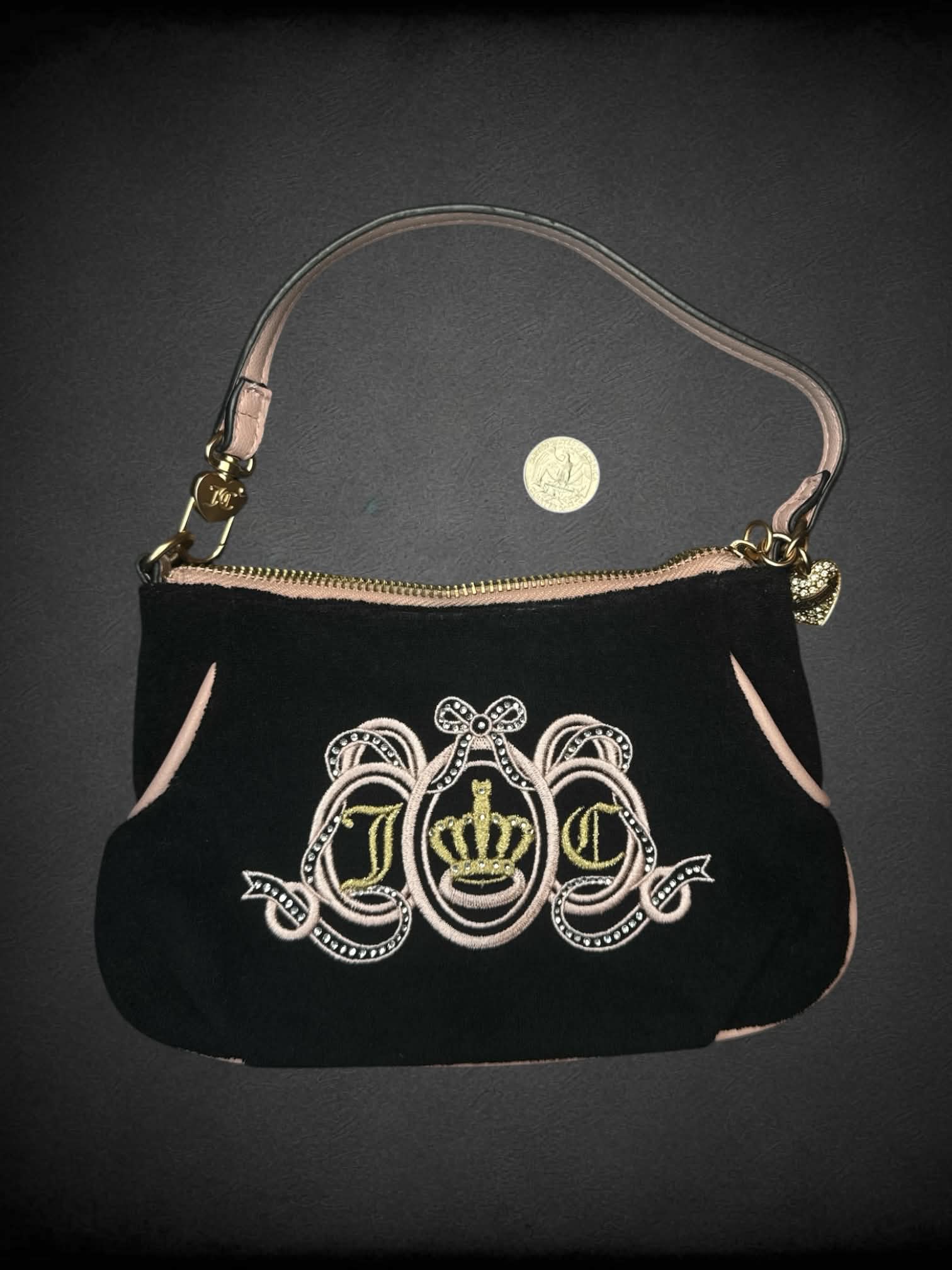 Juicy Couture black & pink handbag with zipper pocket
