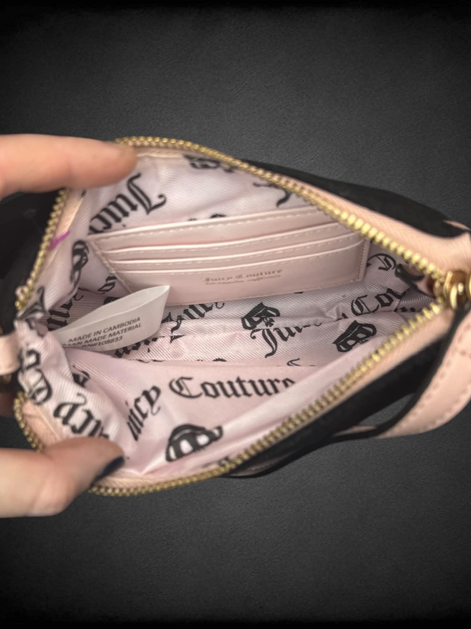 Juicy Couture black & pink handbag with zipper pocket