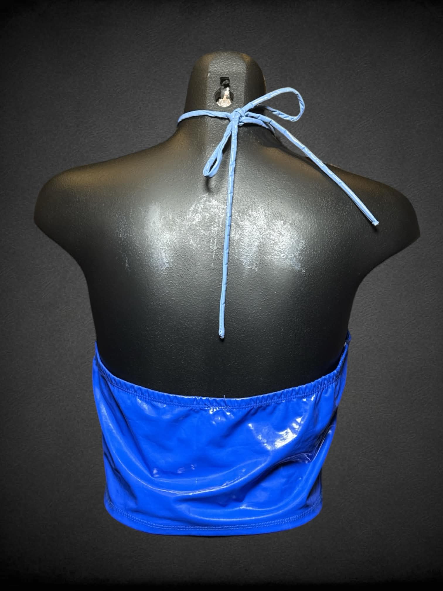 S K Too blue & green cropped halter top