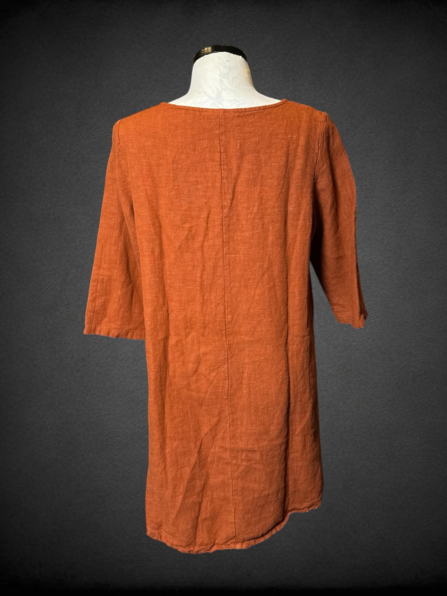 0X Bryn Walker three-quarter sleeve burnt orange linen shirt