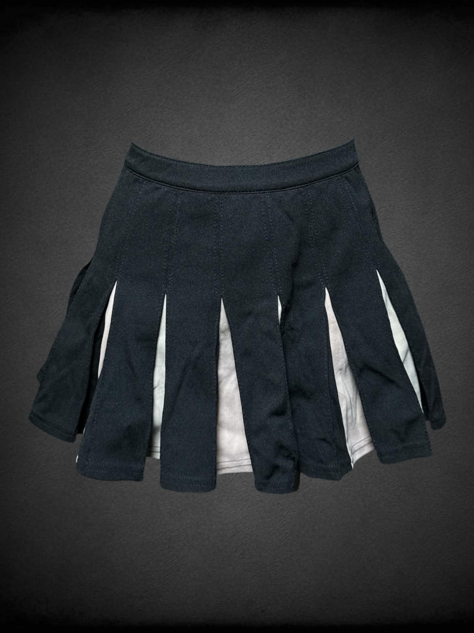 XS House of Field vintage black pleated mini skirt with zipper and button on back