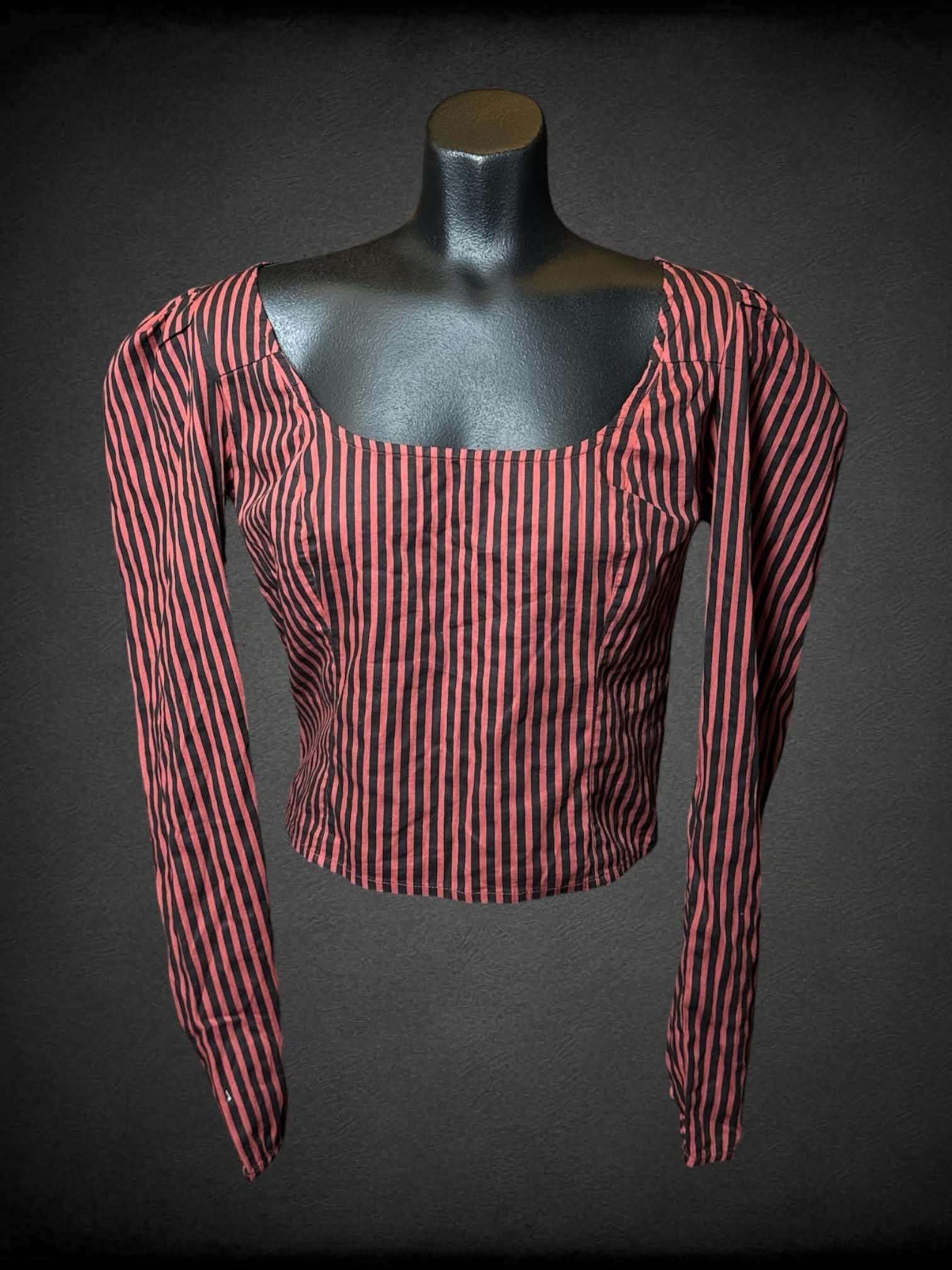 M Free People NWT red & black striped long-sleeve shirt, and zipper on side