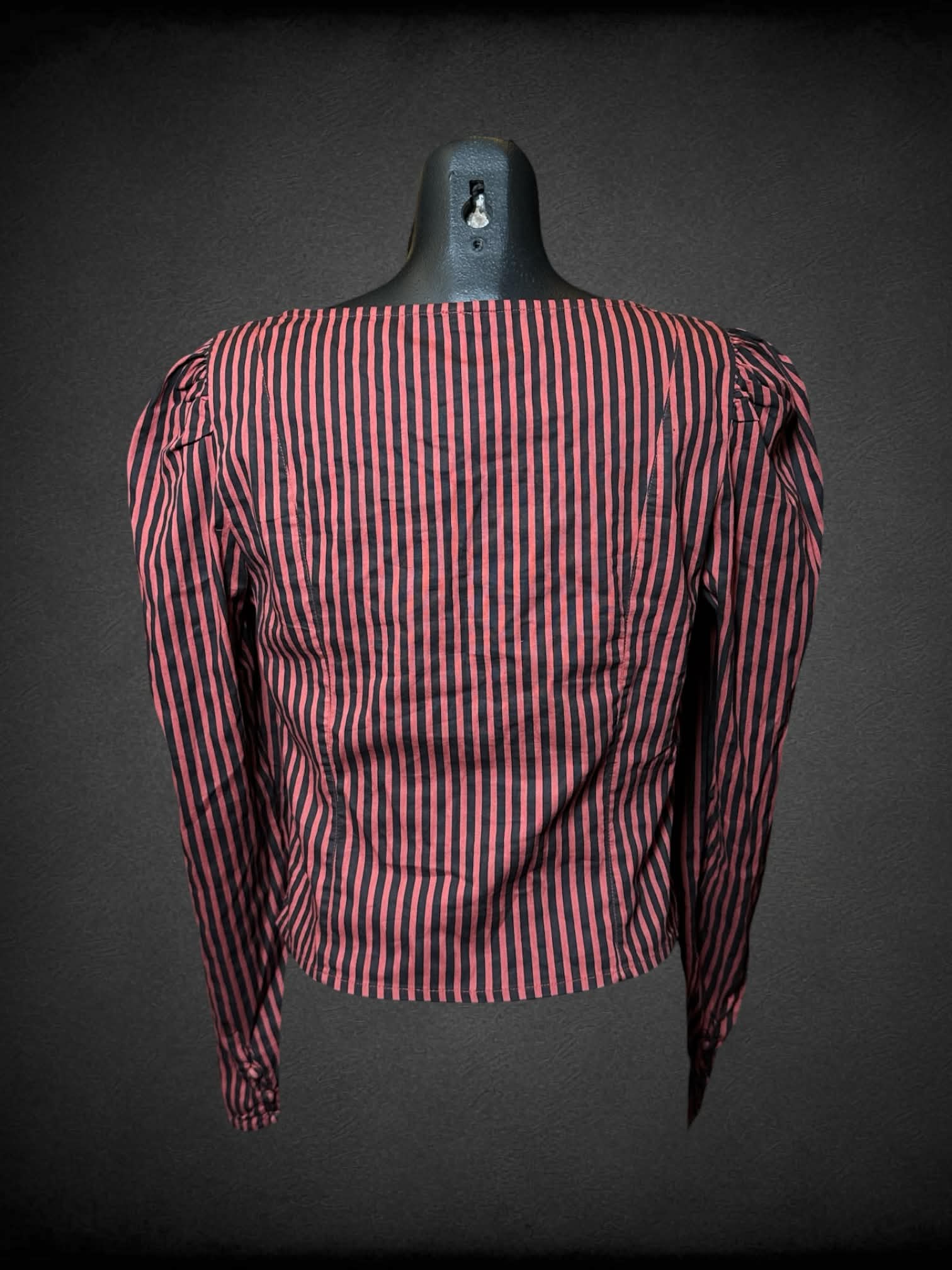 M Free People NWT red & black striped long-sleeve shirt, and zipper on side