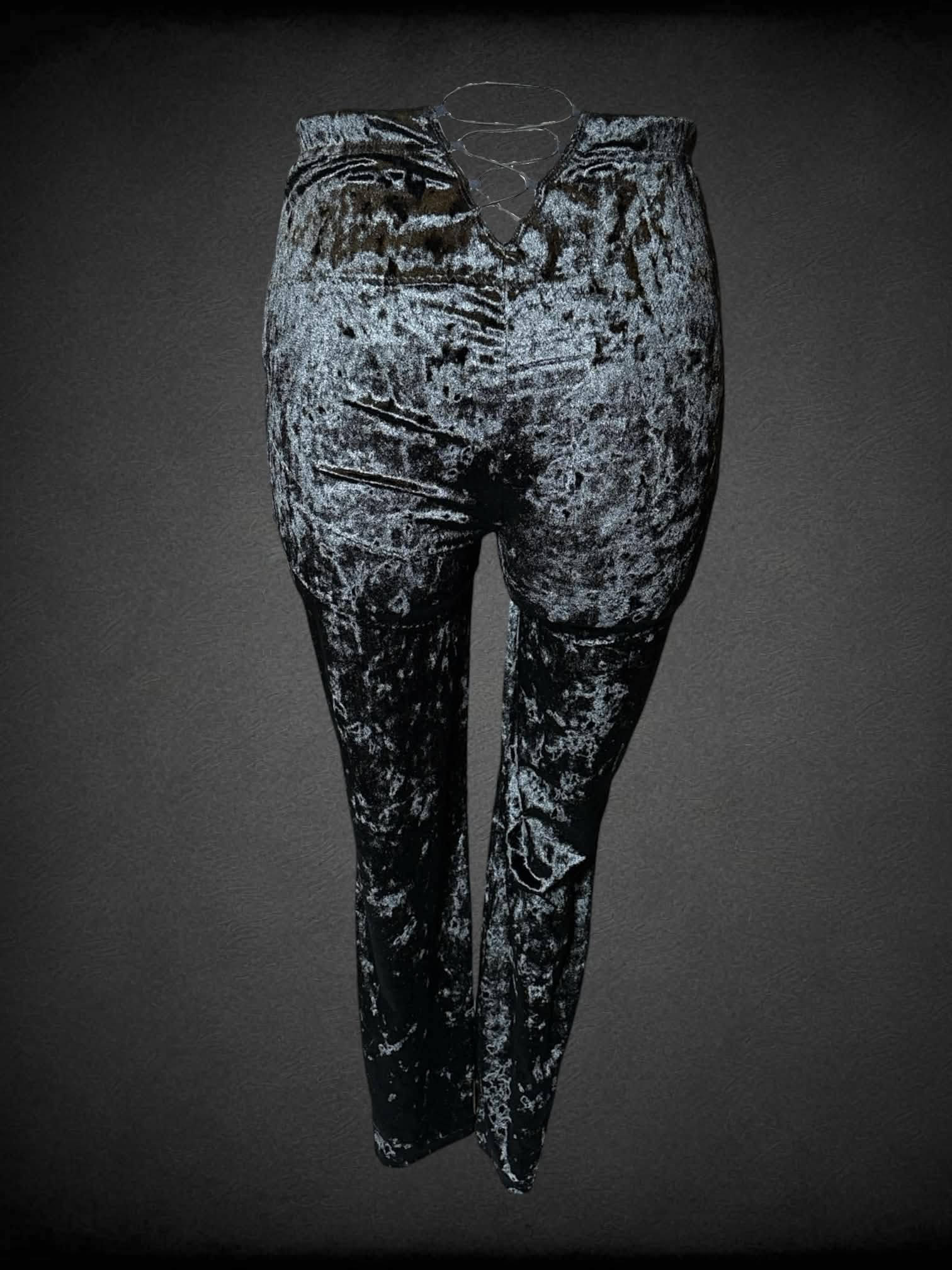 2X Yitty NWT black crushed velvet-like leggings with stretch waist