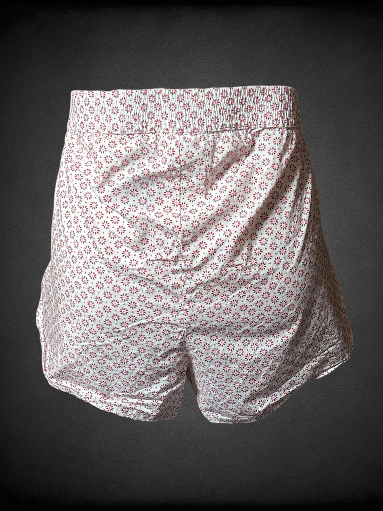 3X J. Crew white shorts with polka-dot flower pattern, and stretch waist