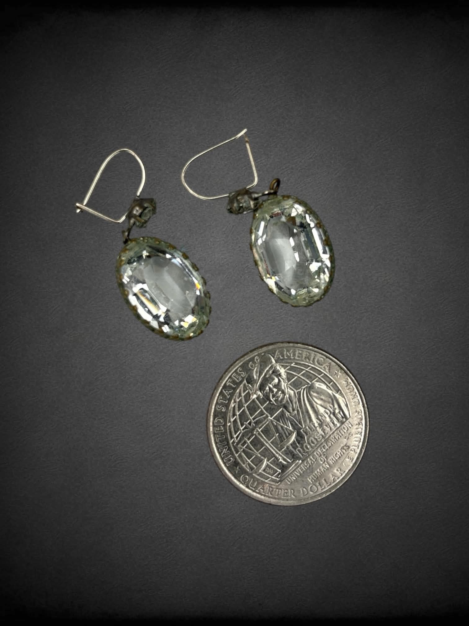 Vintage clear crystal oval earrings