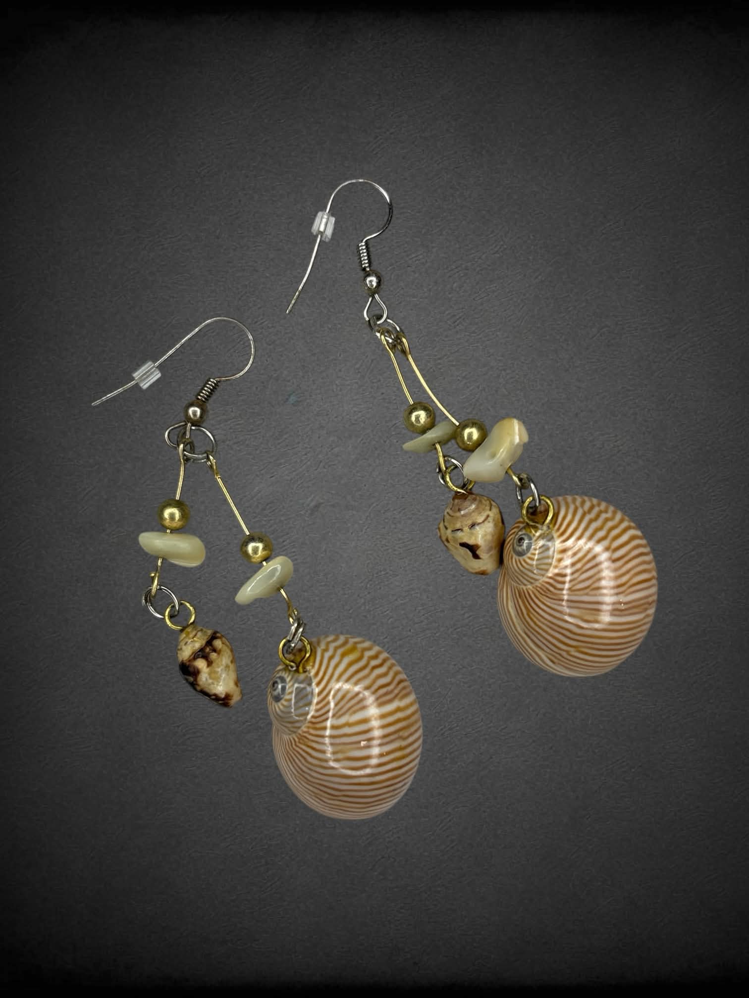 Shell & bead dangle earrings