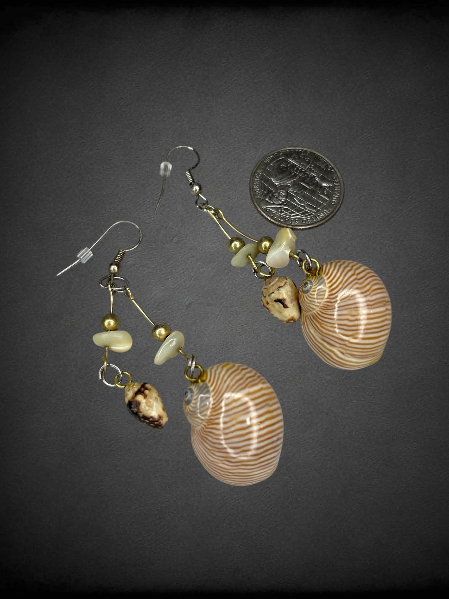 Shell & bead dangle earrings