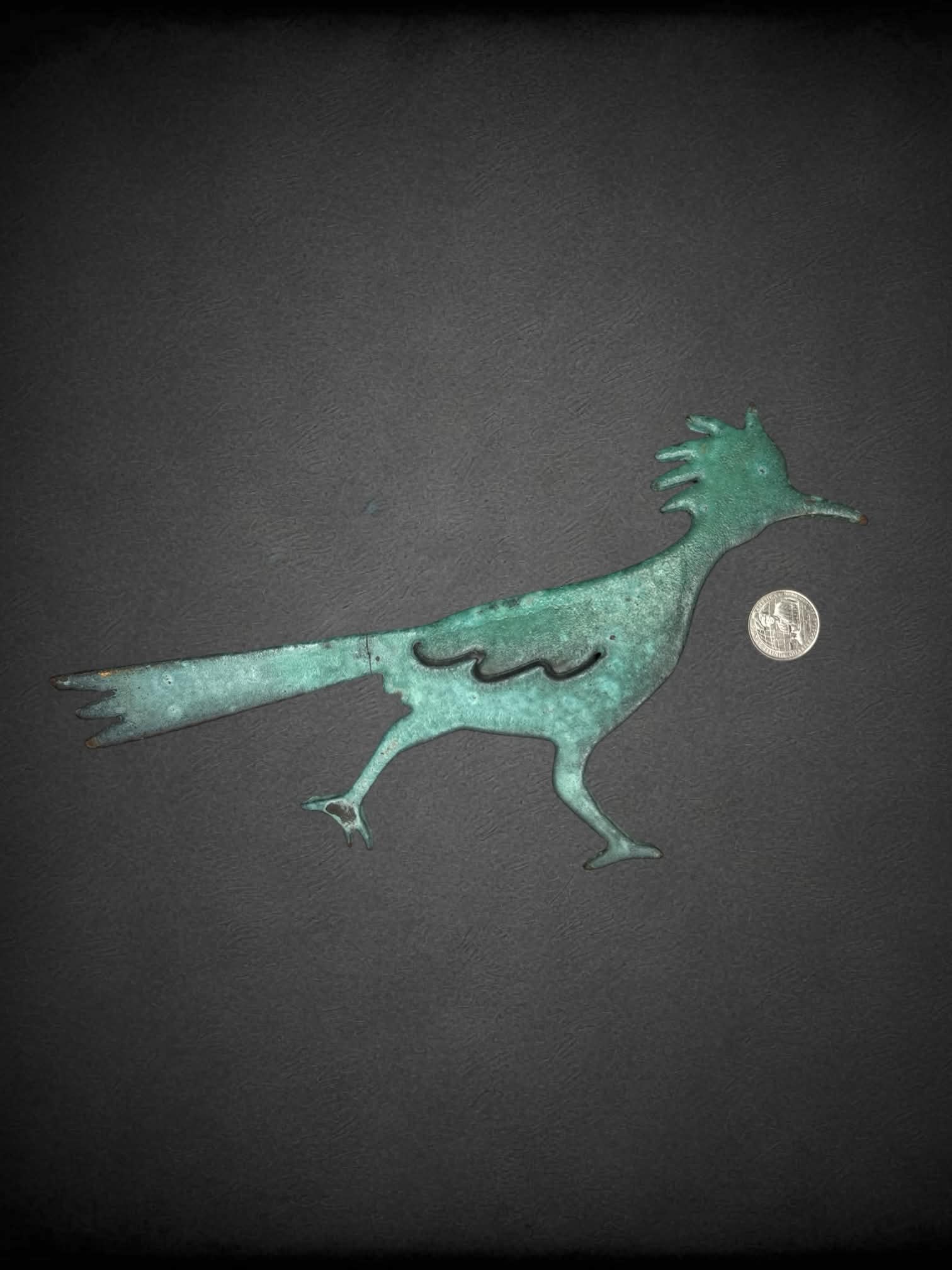 Green decorative metal bird
