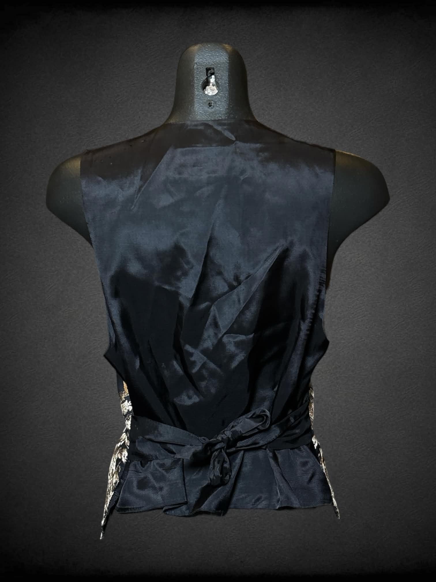 M Ice vintage black vest with gold embroidery on front