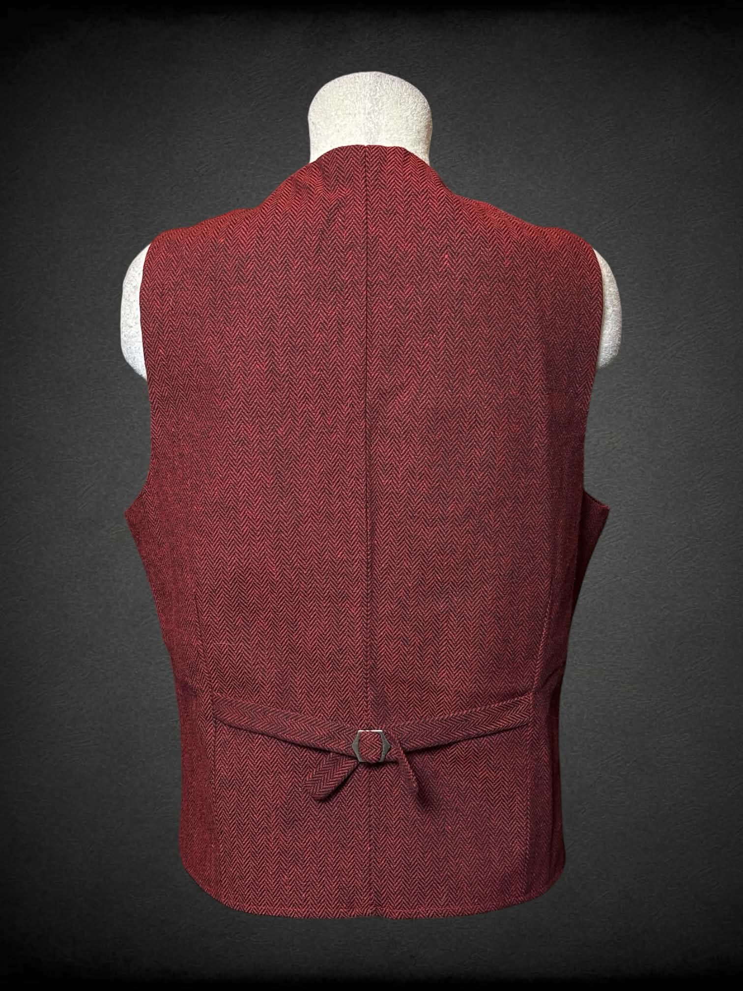 L red & black button-up vest