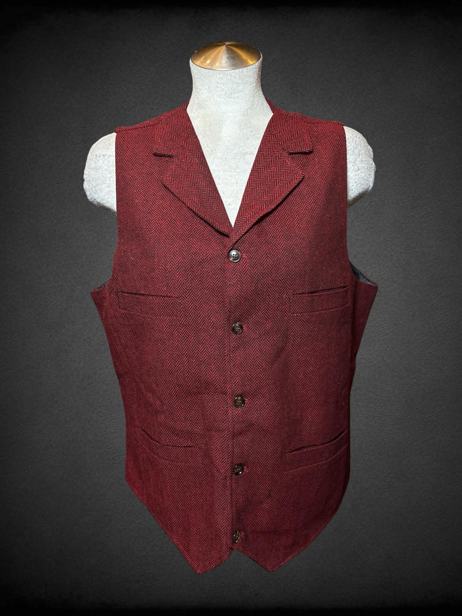 L red & black button-up vest