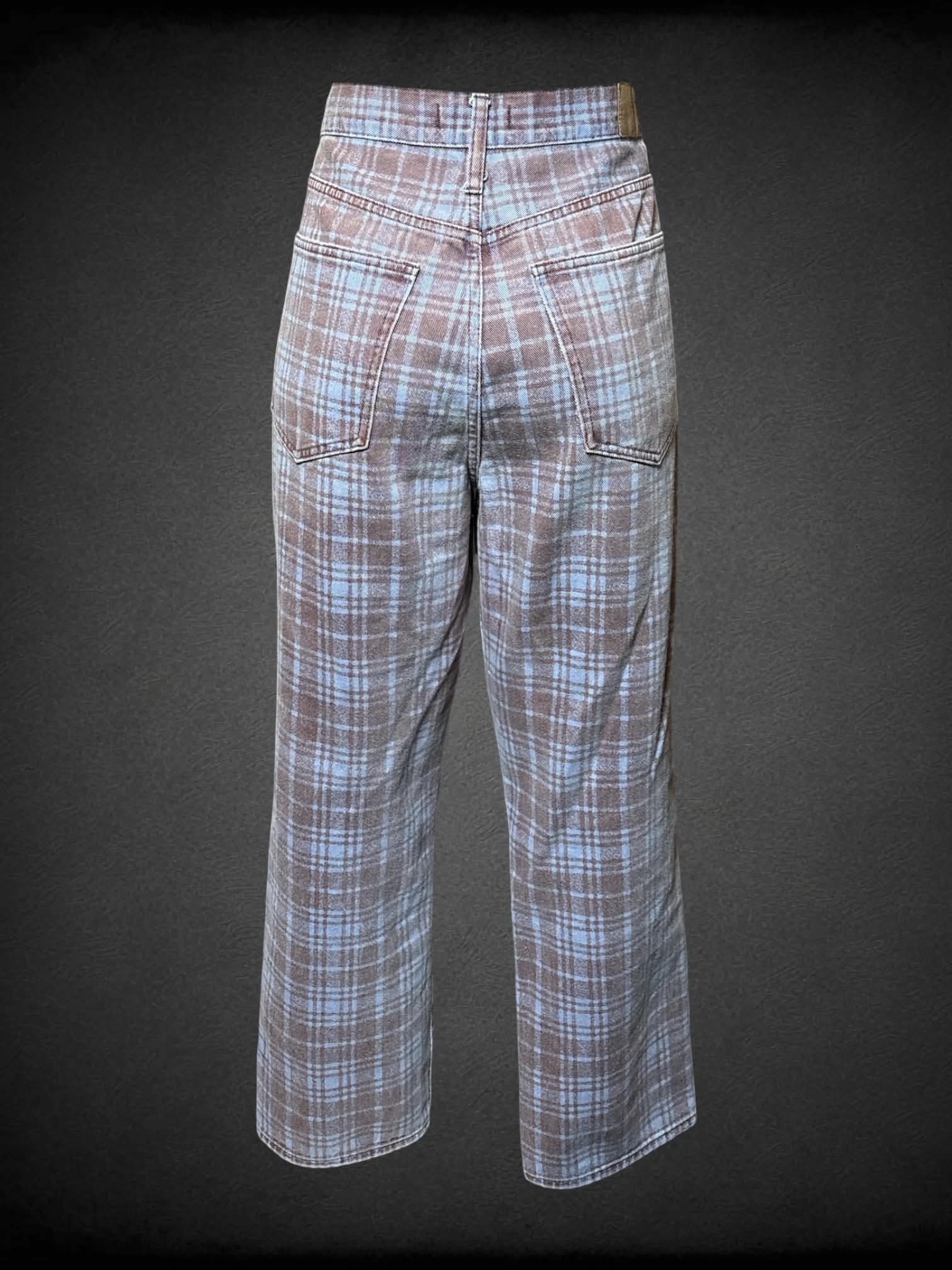 L Madewell faded blue & brown plaid jeans