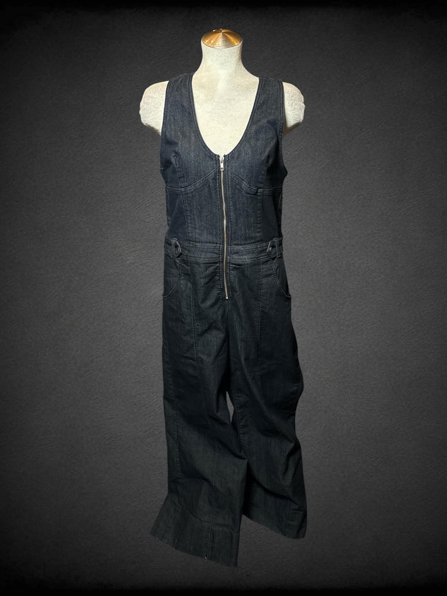L Anthropologie denim jumpsuit with zipper on front