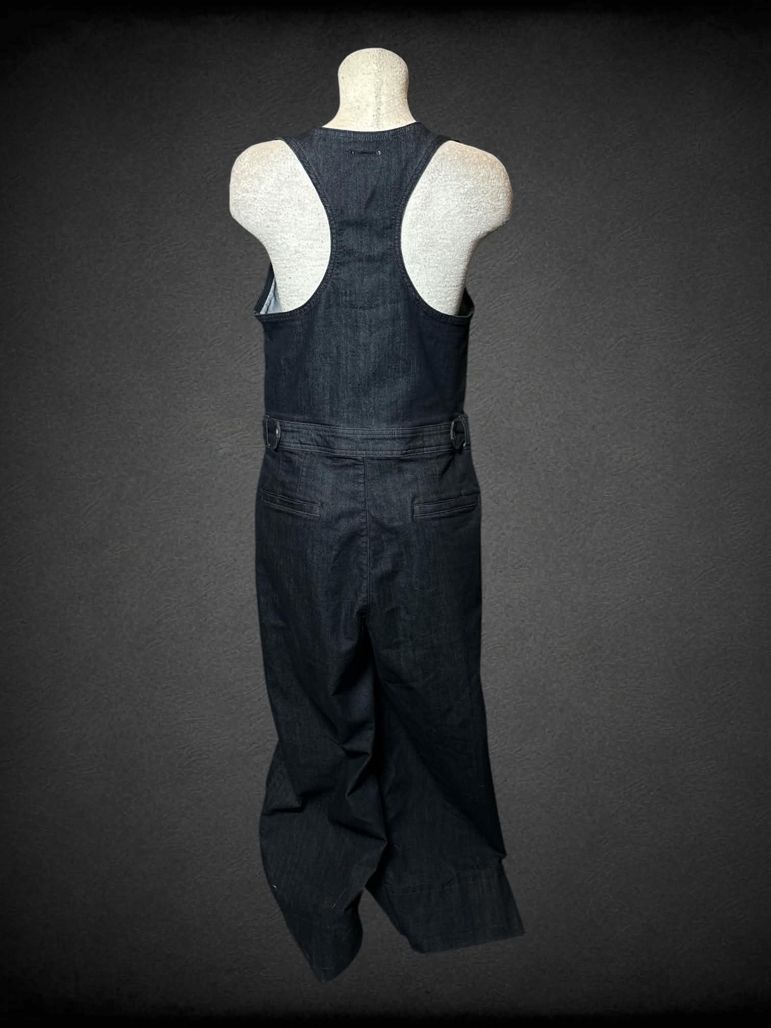 L Anthropologie denim jumpsuit with zipper on front