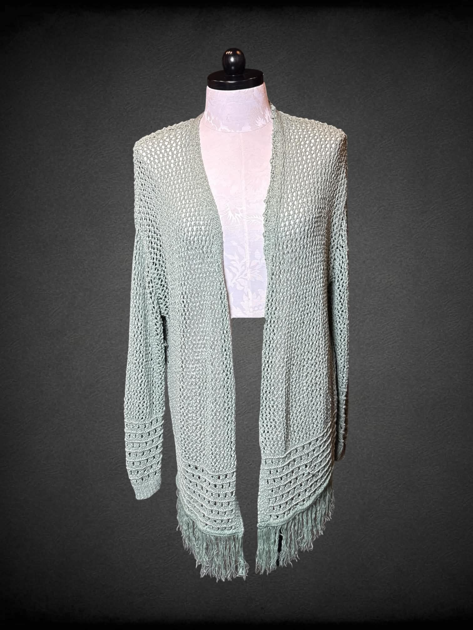 0X Audrey Parka sage green woven cardigan