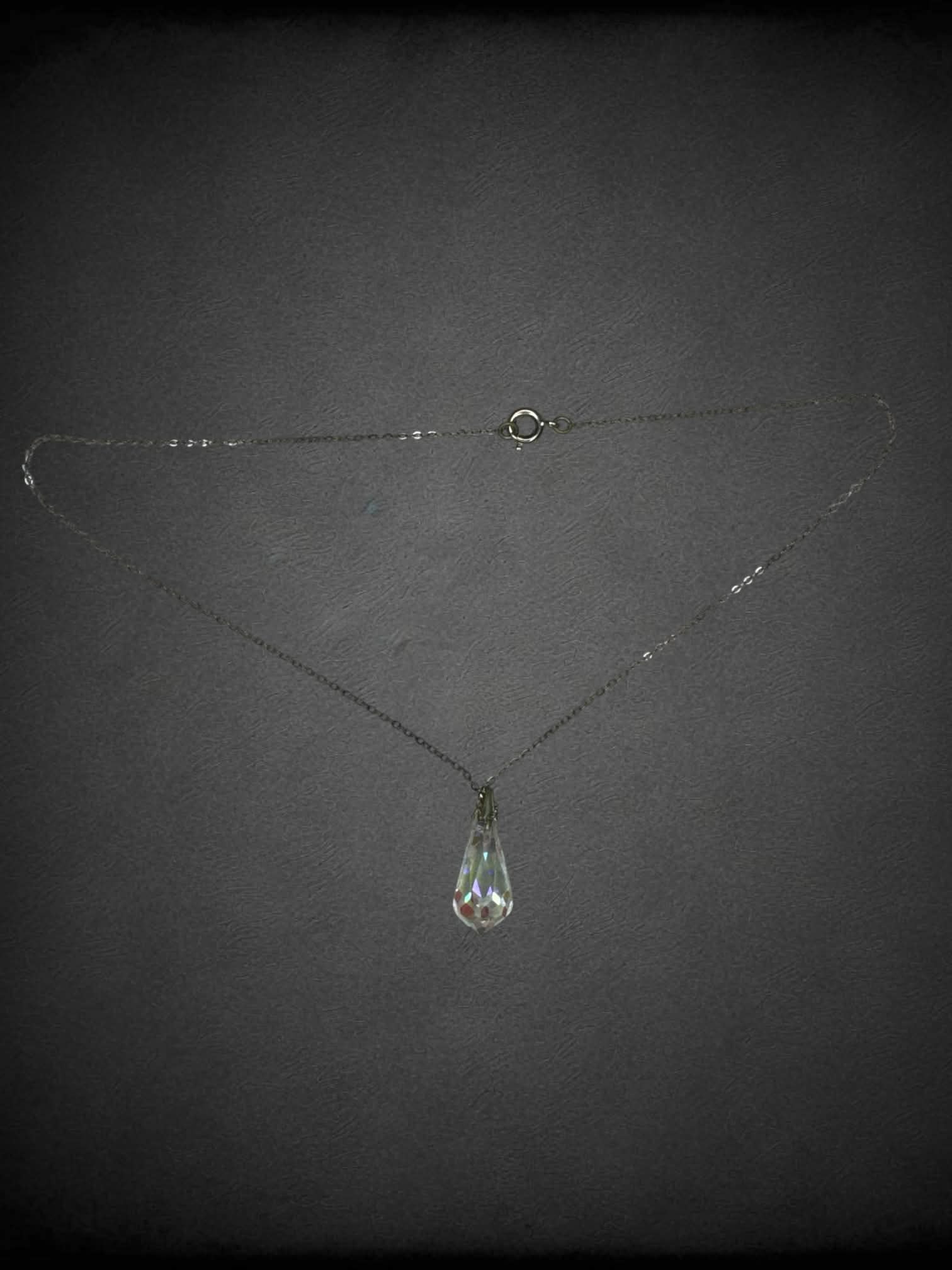 Vintage short chain necklace with prism charm