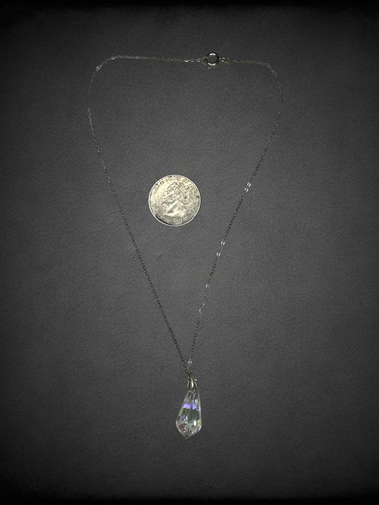 Vintage short chain necklace with prism charm