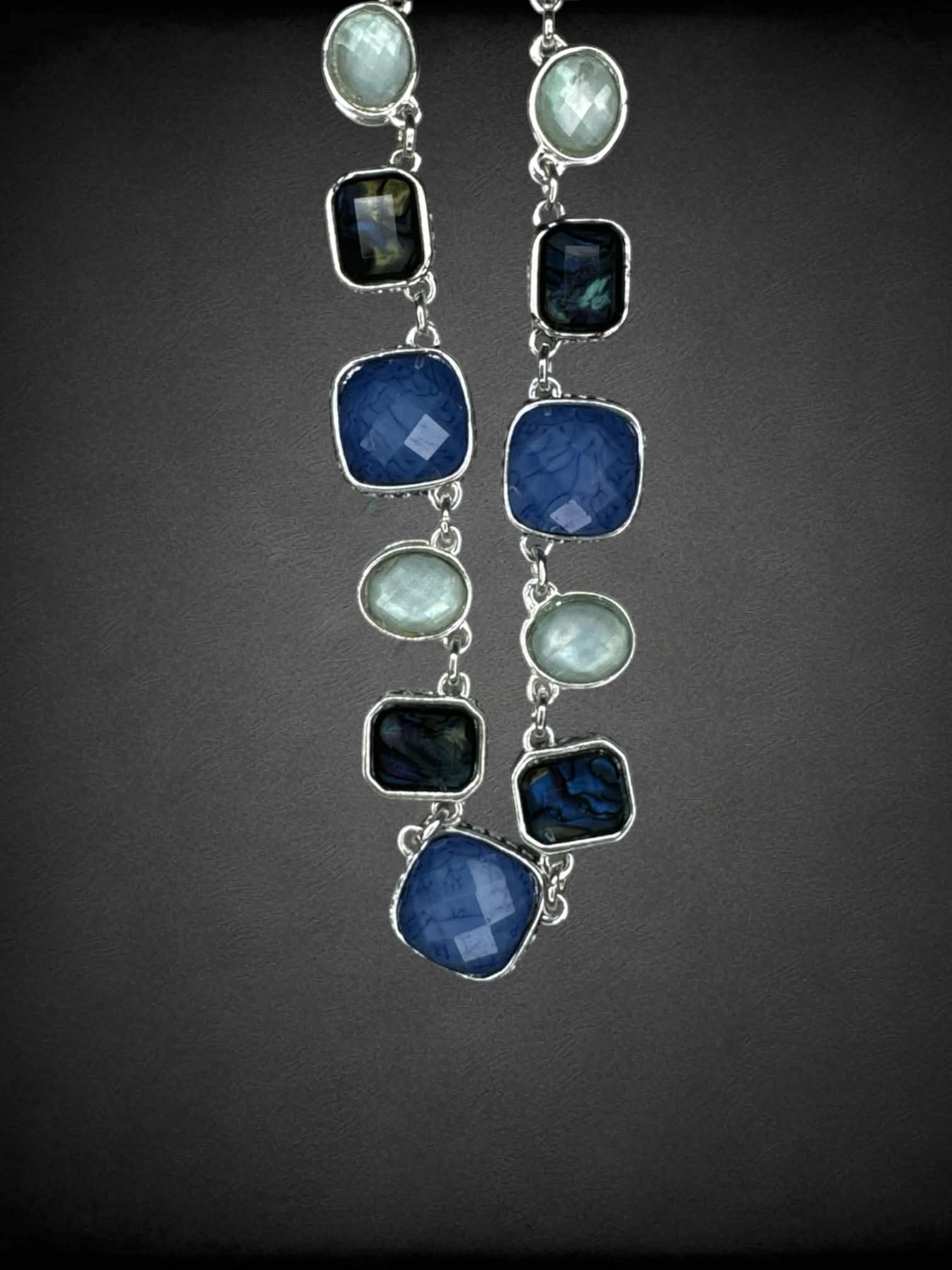 Blue beaded charm necklace