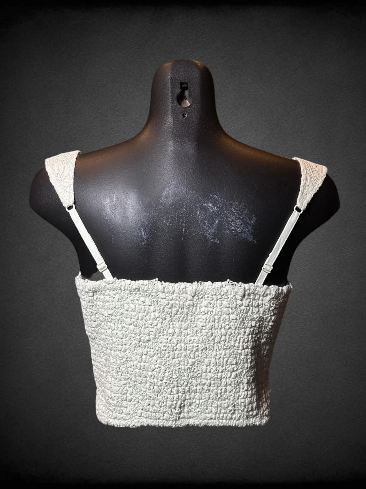 M American Eagle pale green woven corset crop top with shirred back