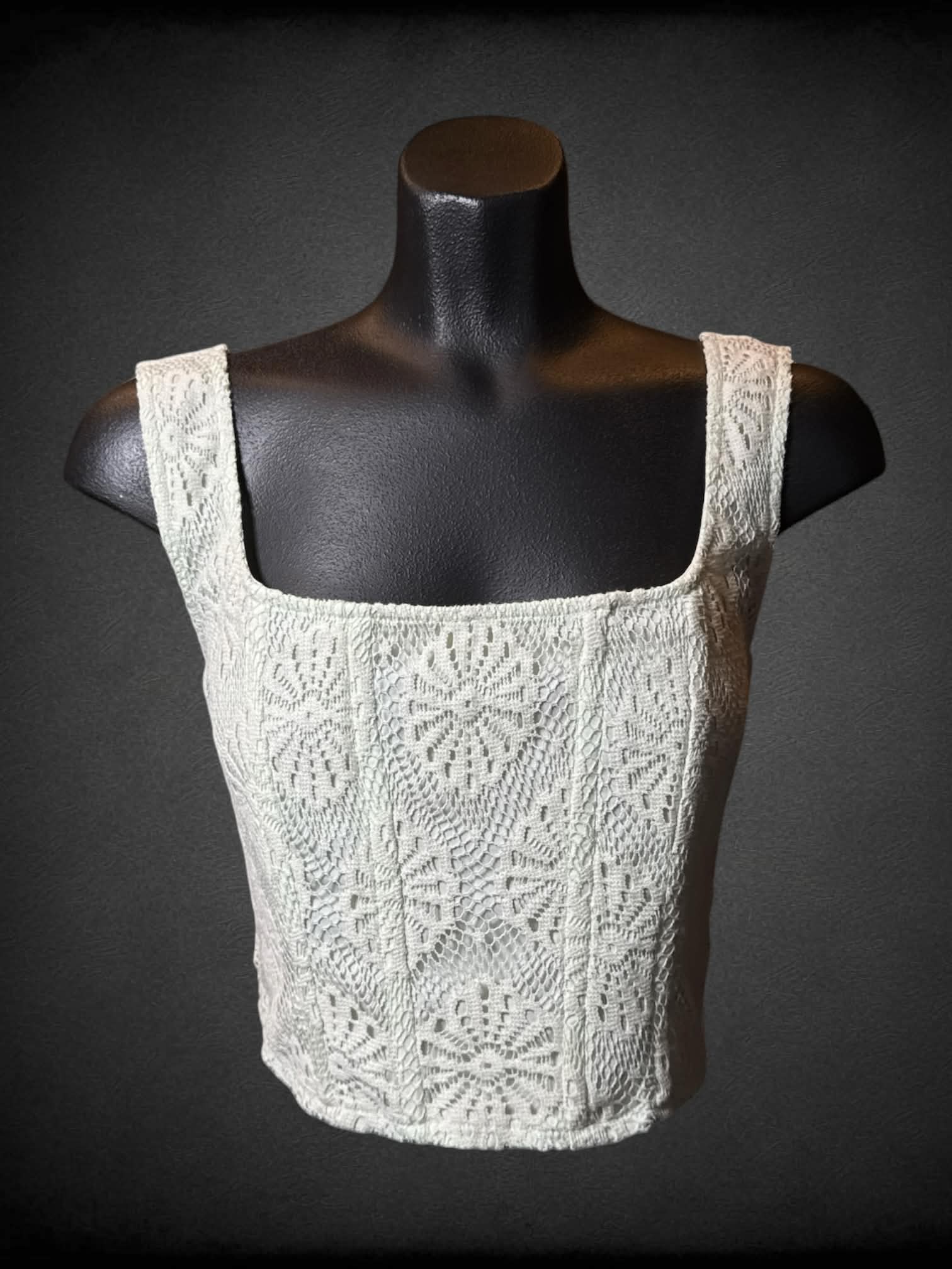 M American Eagle pale green woven corset crop top with shirred back