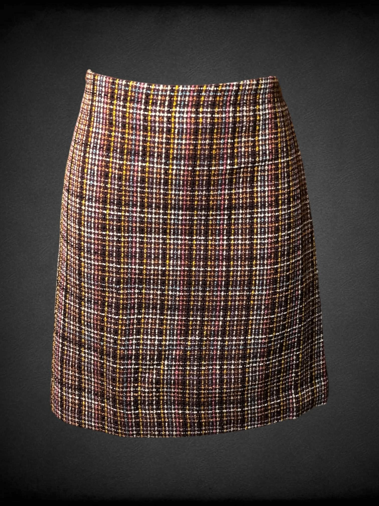 M Loft brown plaid pencil skirt with zipper on back