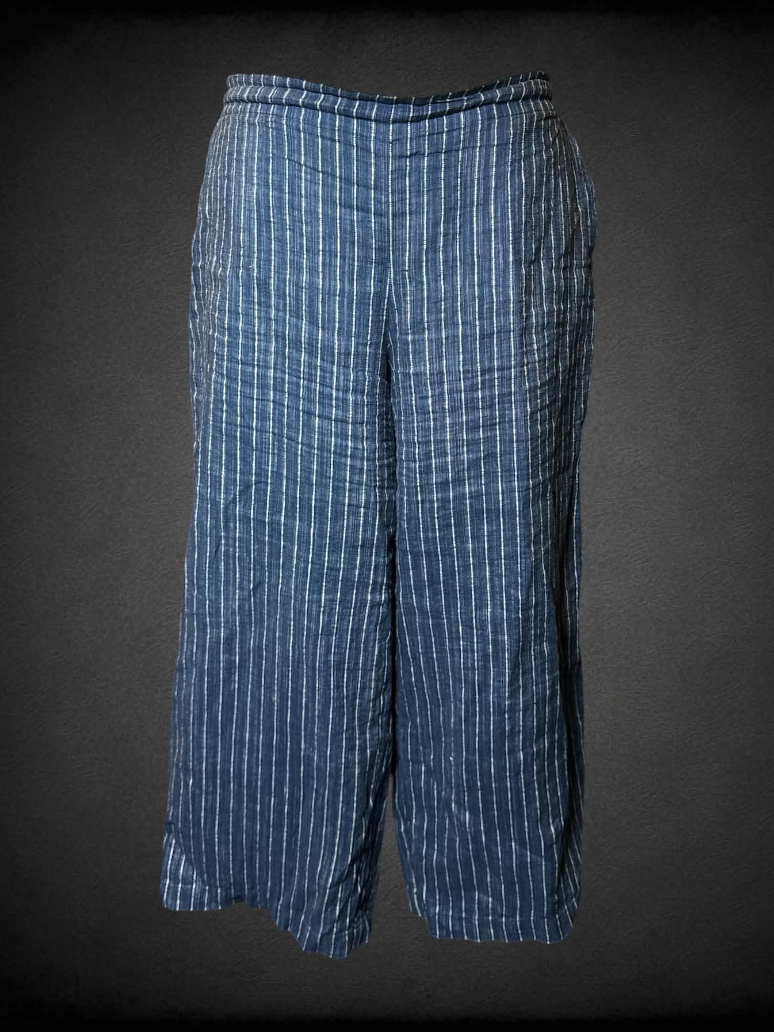 2X Eileen Fisher blue & white striped pants with stretch waist