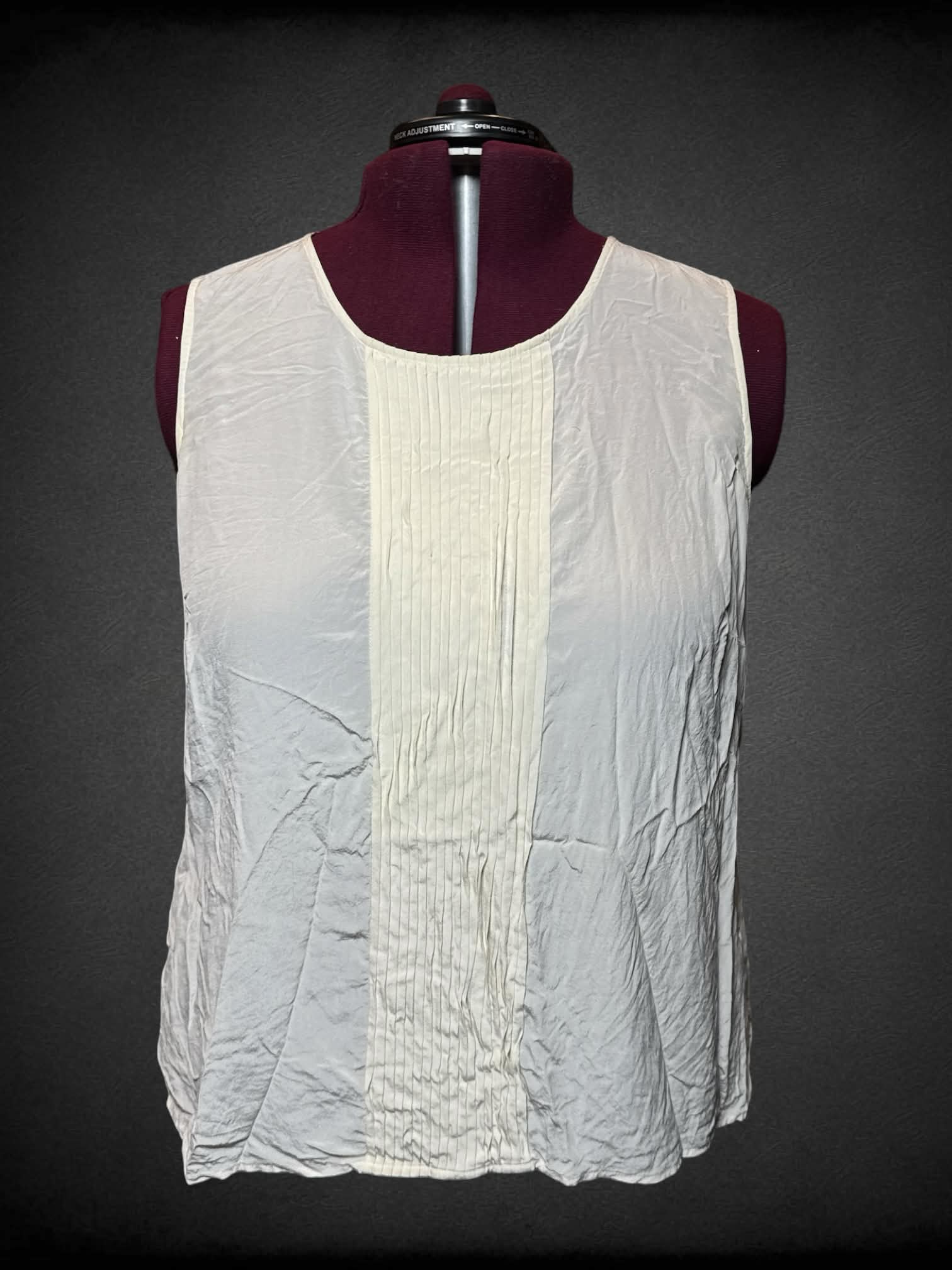 2X Talbots white sheer silk blouse with pleated cut on front