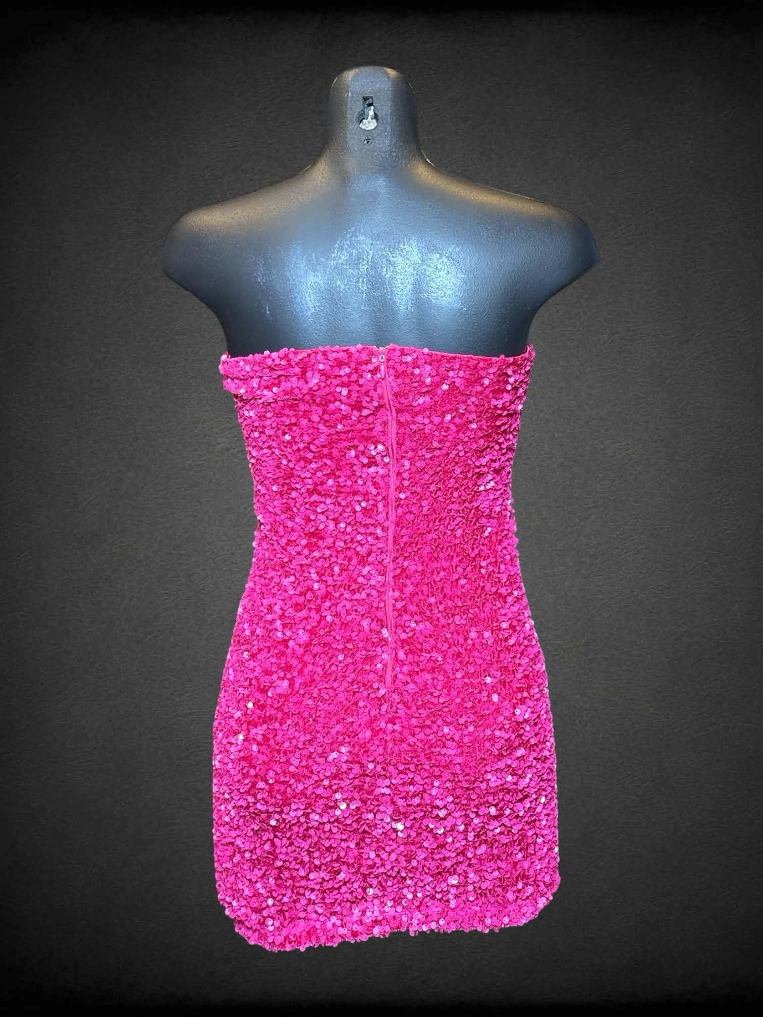 S Princess Polly pink sequined mini dress with zipper on back