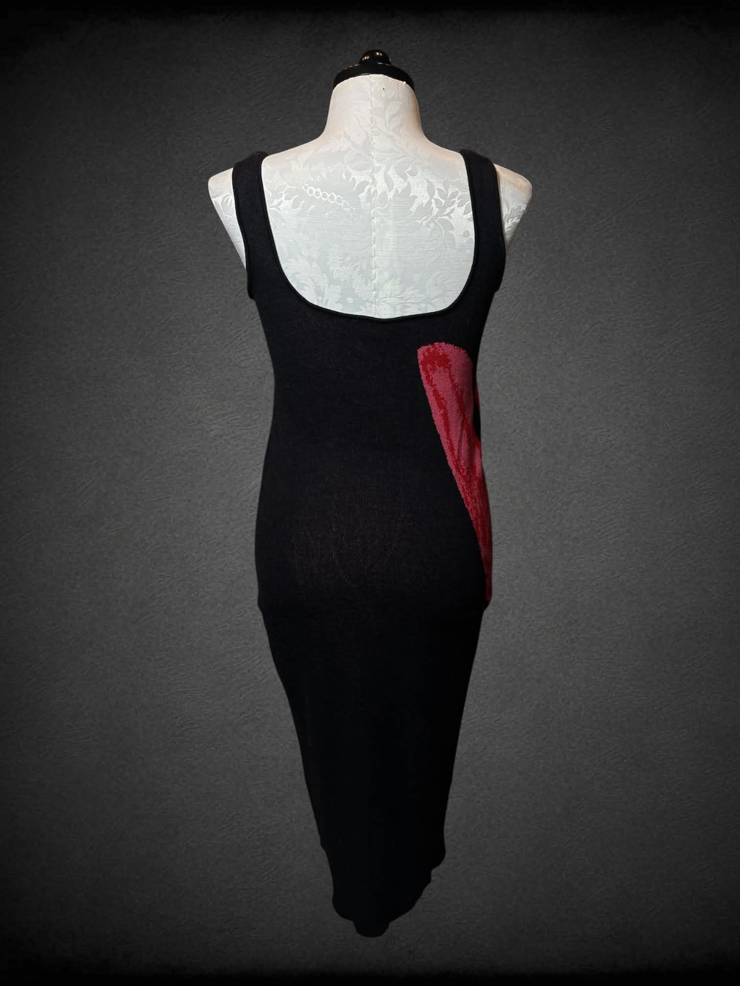 1X Eloquii black sweater-like dress with red tulip design on side