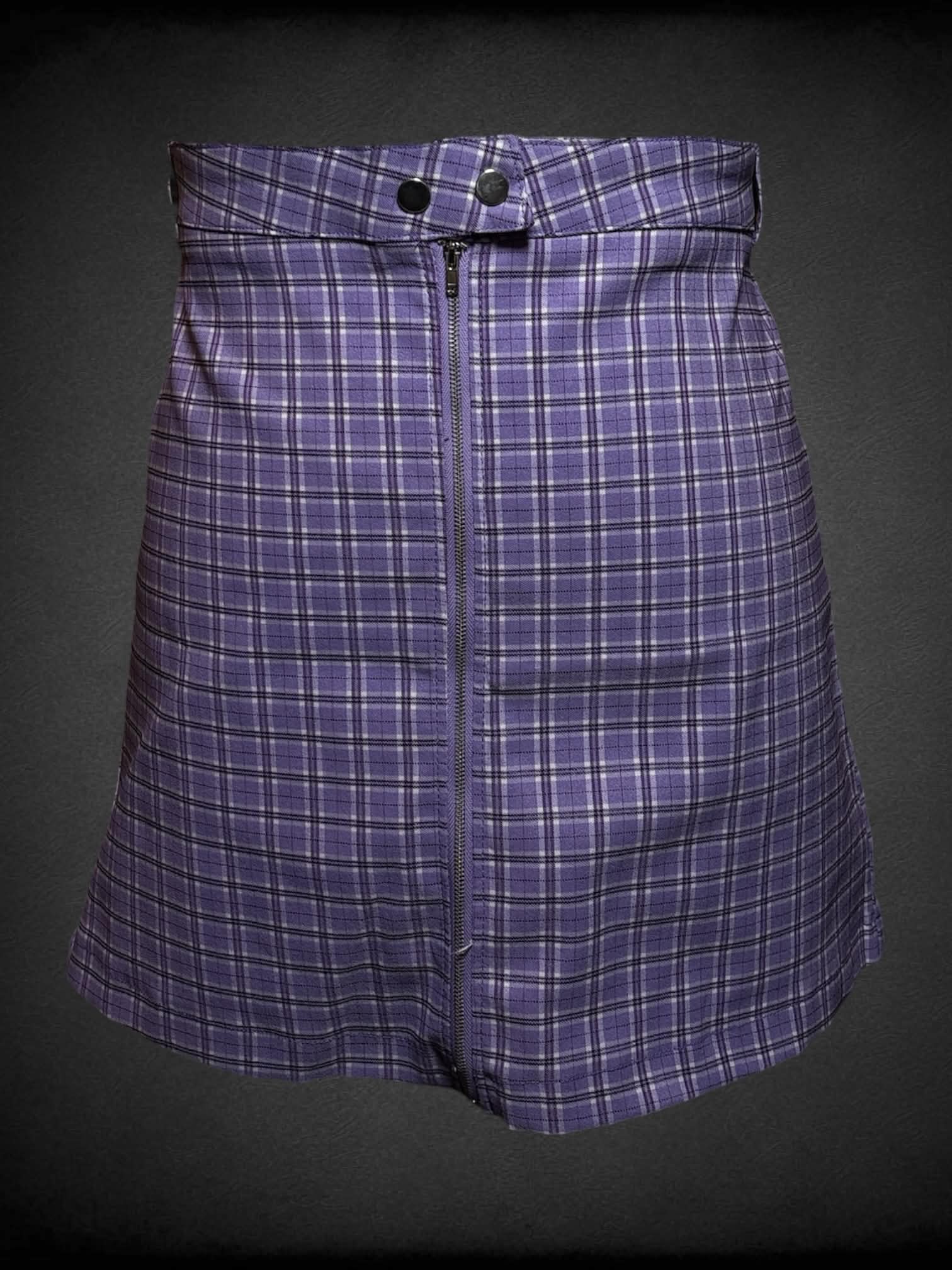 1X Like an Angel purple plaid skirt with zipper on front