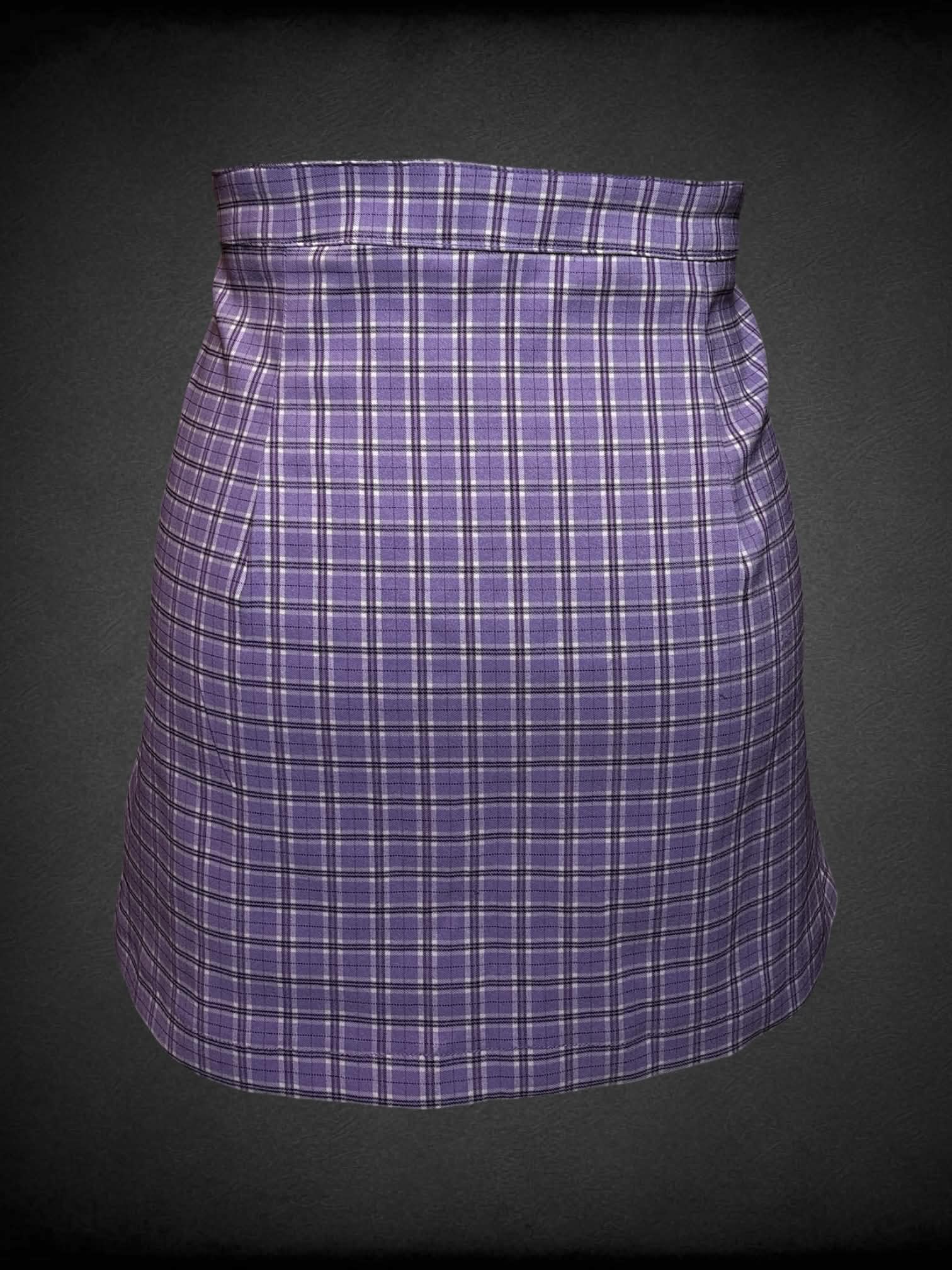 1X Like an Angel purple plaid skirt with zipper on front