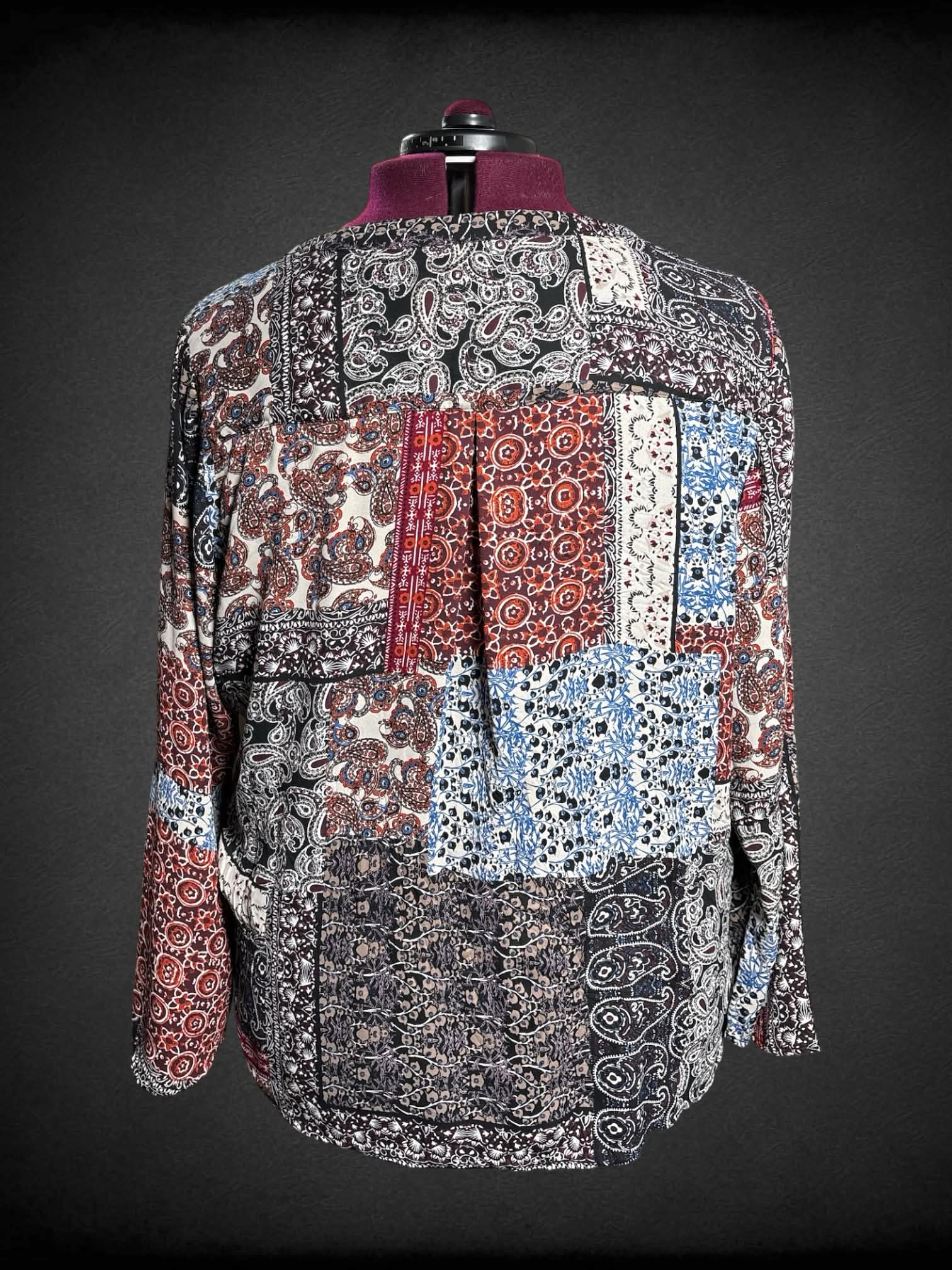 2X DB button up shirt with quilt-like paisley pattern