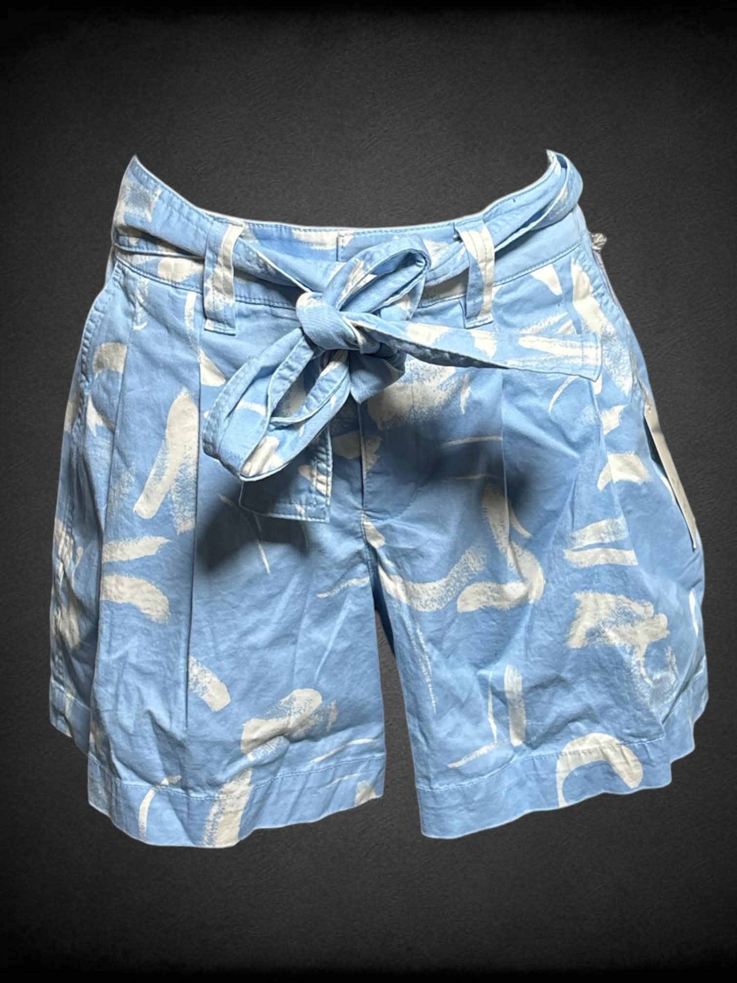 S A New Day NWT blue shorts with white paint stroke pattern, and adjustable tie on waist