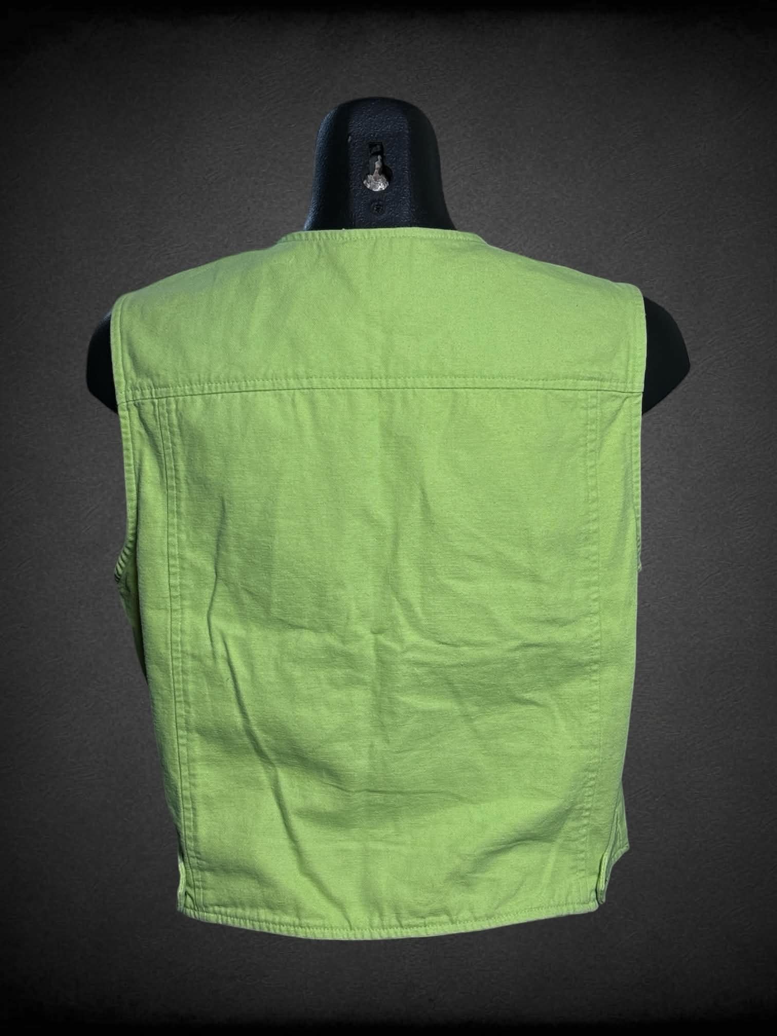 M Petite Sophisticate vintage lime green button-up vest with buttons on front
