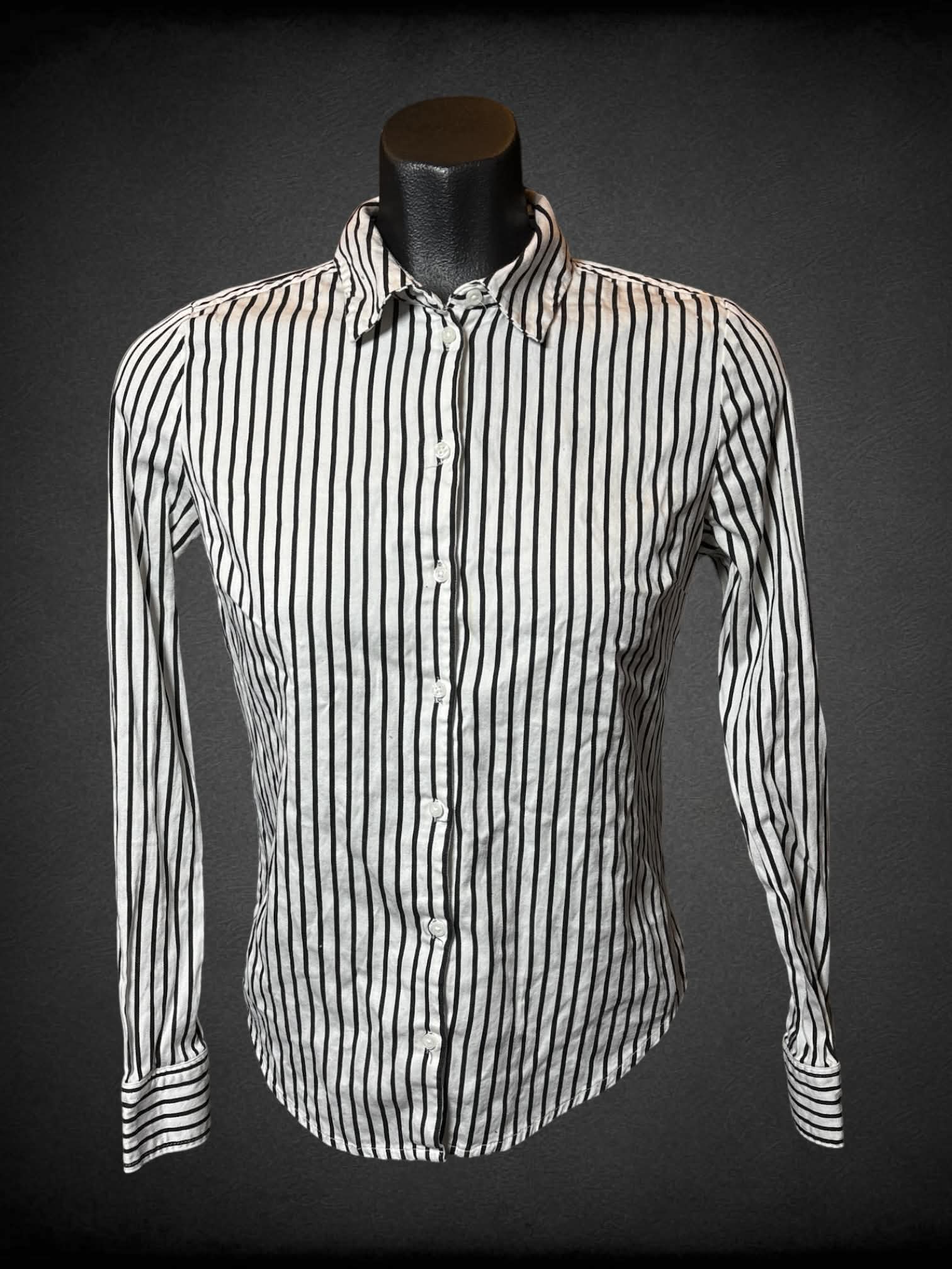 S Metaphor black & white striped button-up top