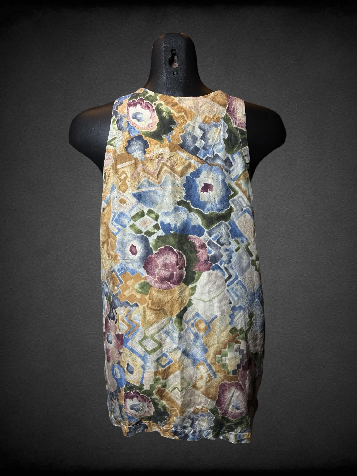 M The Limited vintage colorful silk top with floral pattern, and buttons on front
