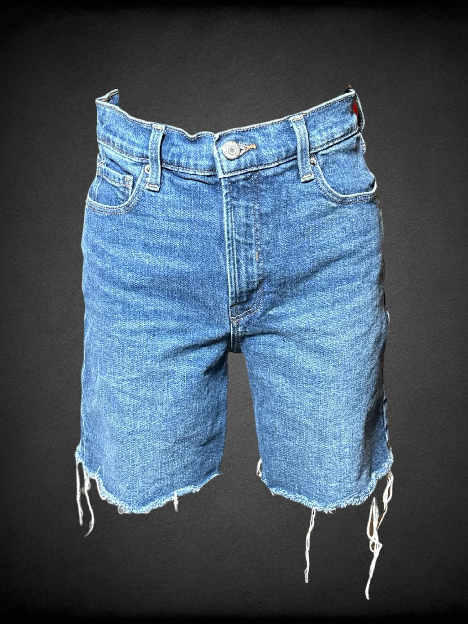 A Old Navy blue denim shorts with frayed hem
