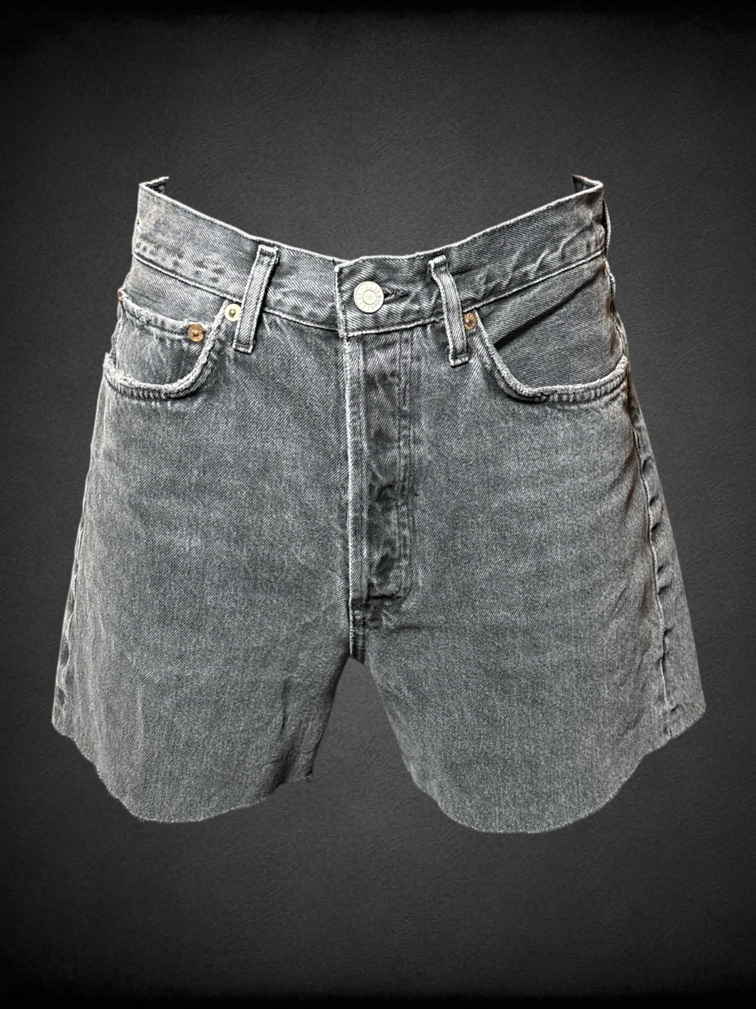 M Agolde designer grey denim high-waisted shorts