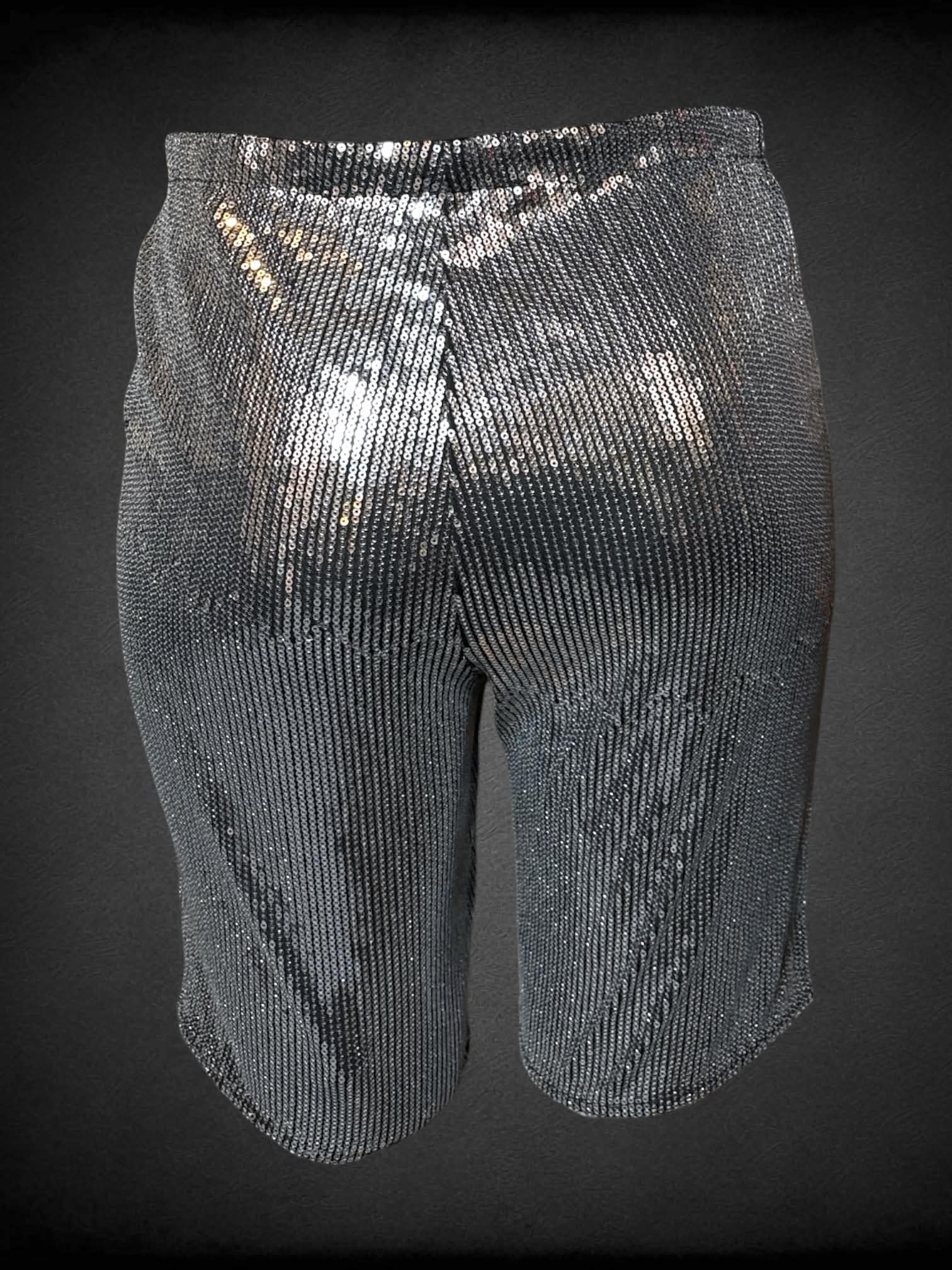L Bear Dance silver sequined shorts