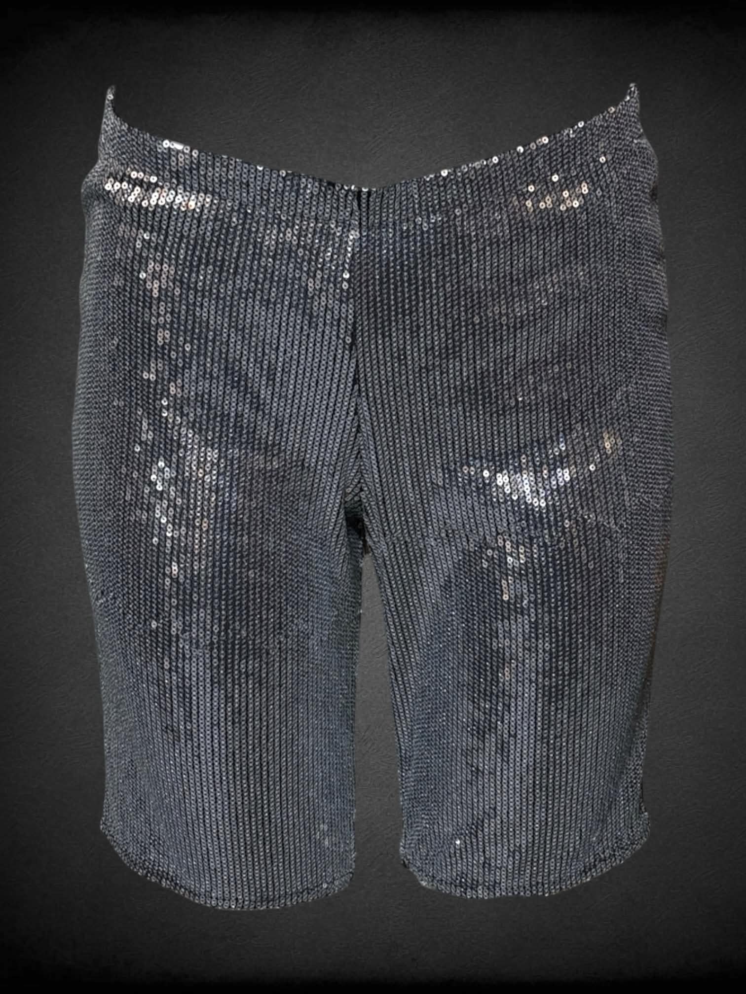 L Bear Dance silver sequined shorts