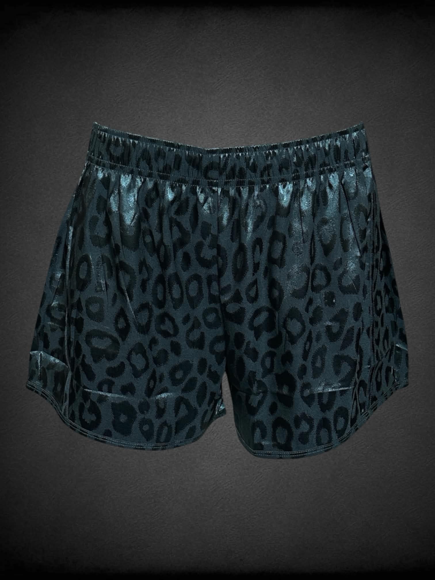 L Firottii forest green shorts with leopard pattern