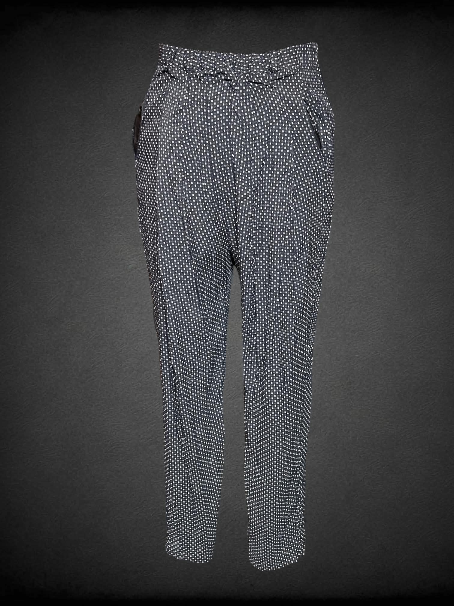 XL The Avenue vintage black pants with white spotted pattern, and stretch waist